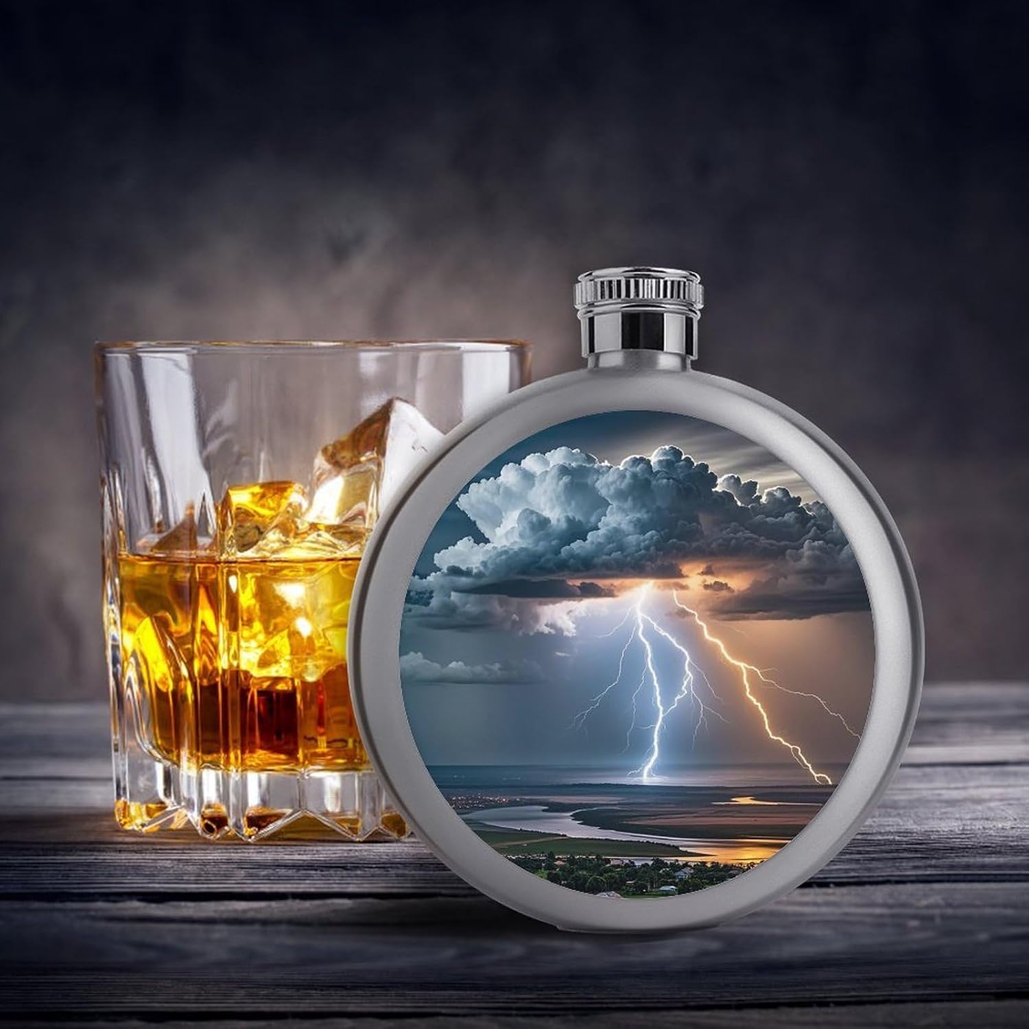 Cloud Lightning Stainless Steel Flagon to 5 Oz with Screw Cap,Hip Flask for Men–Whiskey & Liquor Pocket Flask,Alcohol Flagon for Camping Drink Sports Outdoor Wine Bottle