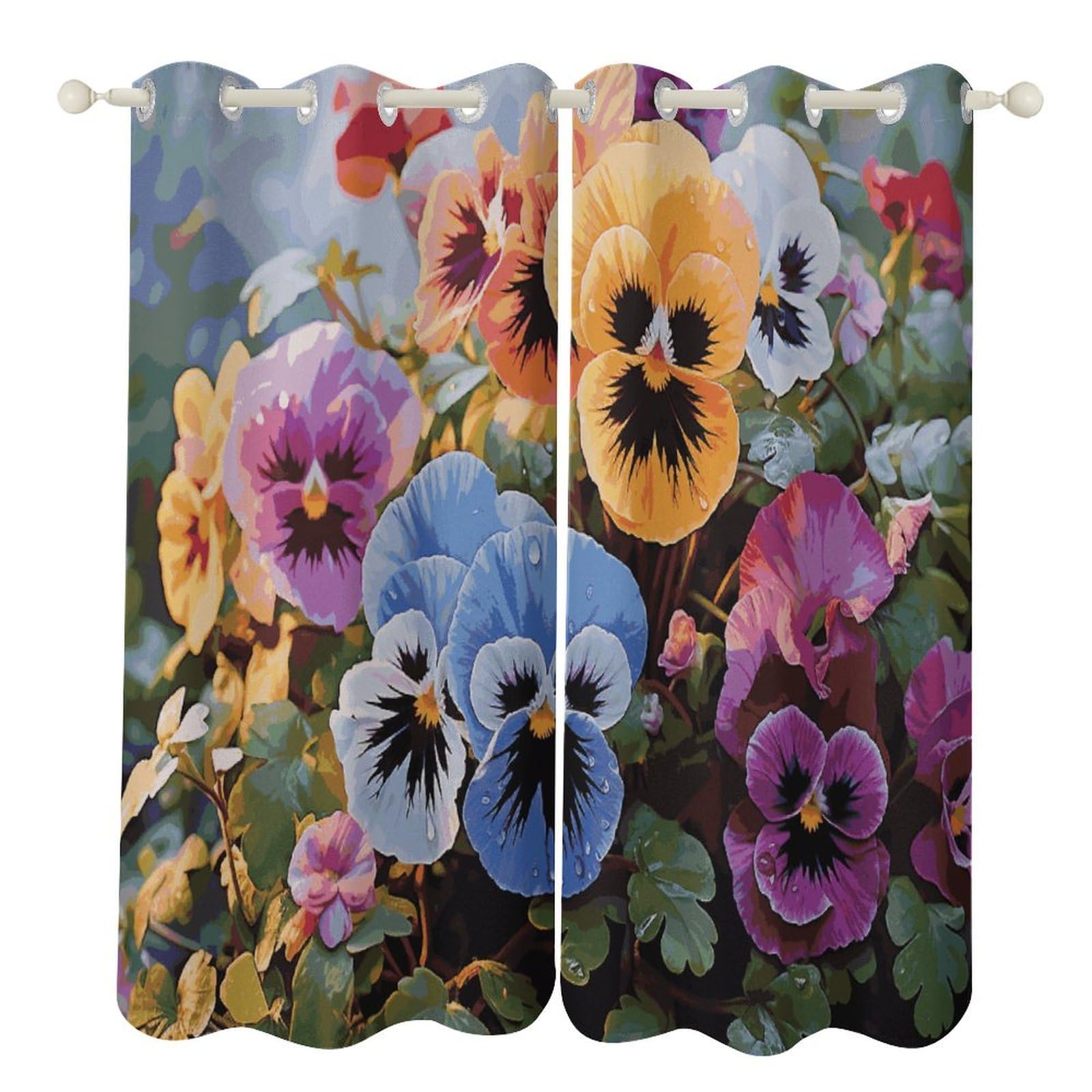 Rideaux occultants pour salon et salle de bain à motif floral pensées cosy