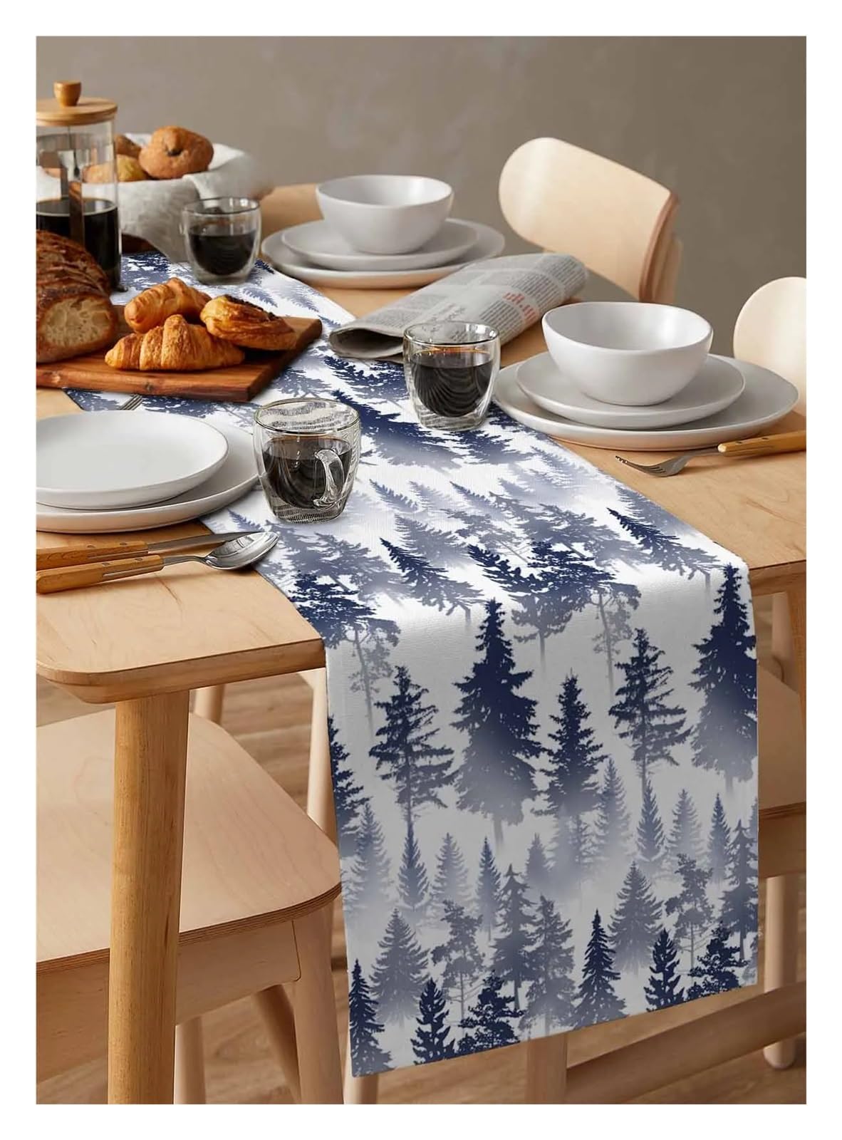 Chemin de Table Chemin de Table Arbres forêts Silhouettes décoration Abstraite décor à la Maison dîner Table décoration Table décor(33 x 304cm)