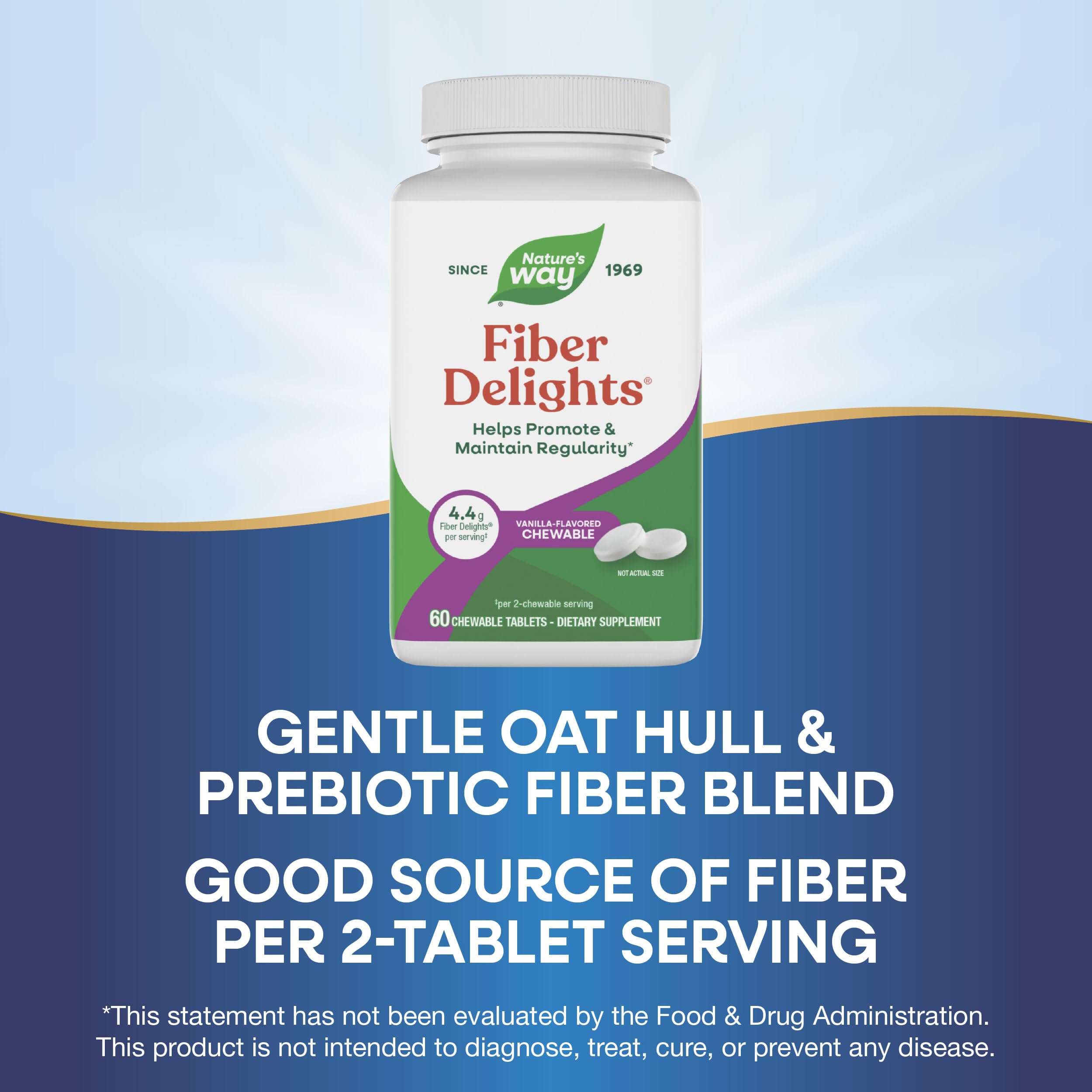 Enzymatic Therapy Fiber Delights Vanilla Chewables, 60 Tablets