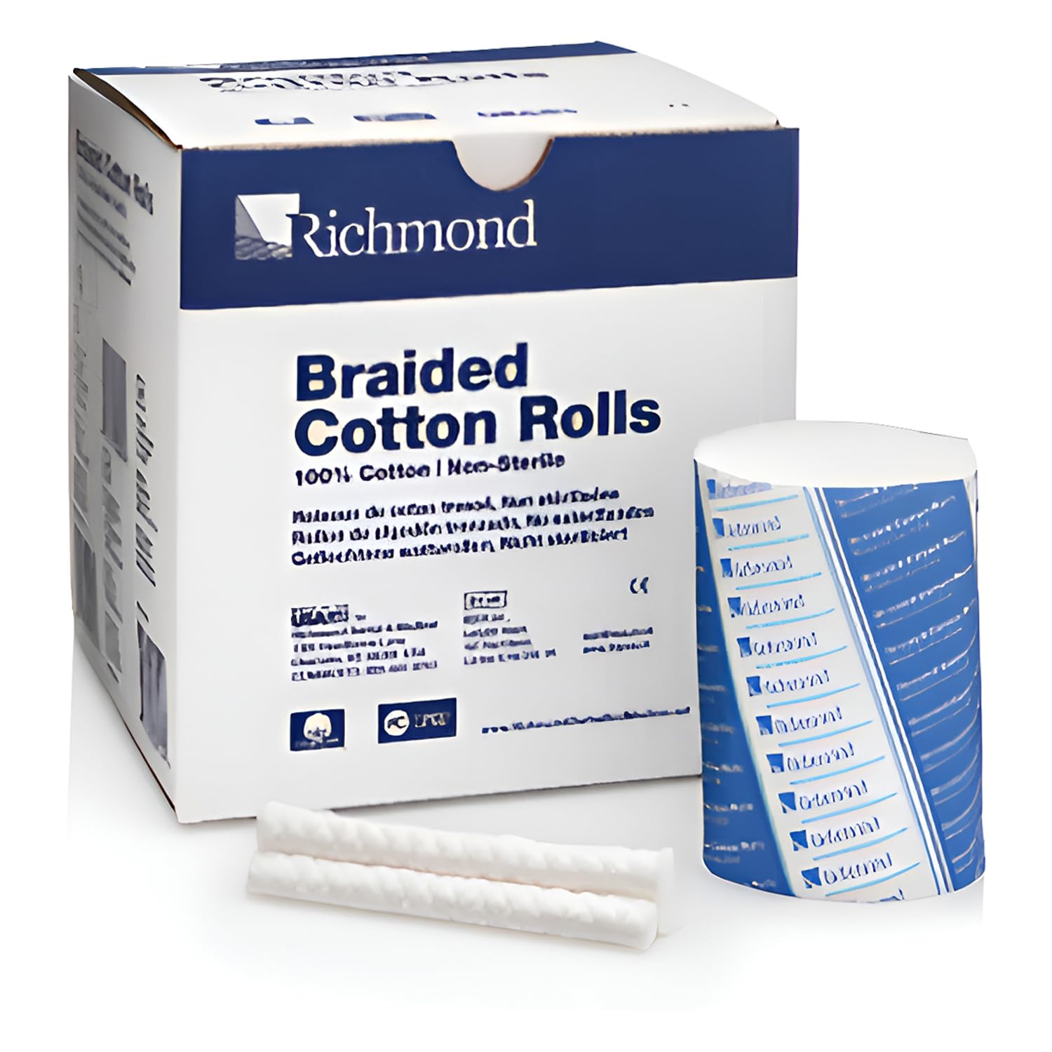 201210 Braided Cotton Roll, Non-Sterile, 5/16" Diameter, 1-1/2" Length, Small (Pack of 2000)