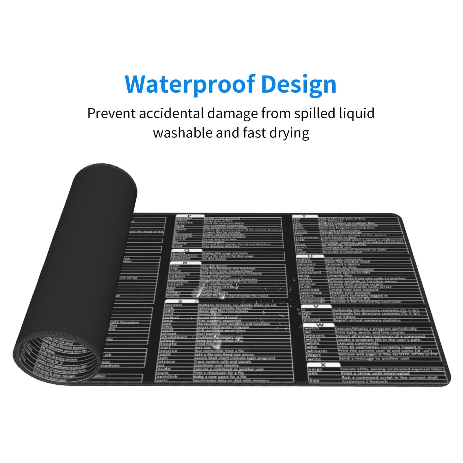 Linux Commands Shortcut Keys Mouse Pad 11.8x31.5 In Desk Accessories Big Extended Non-Slip Rubber Base Mousepad With Stitched Edges Gaming Pc Desktop - View #3