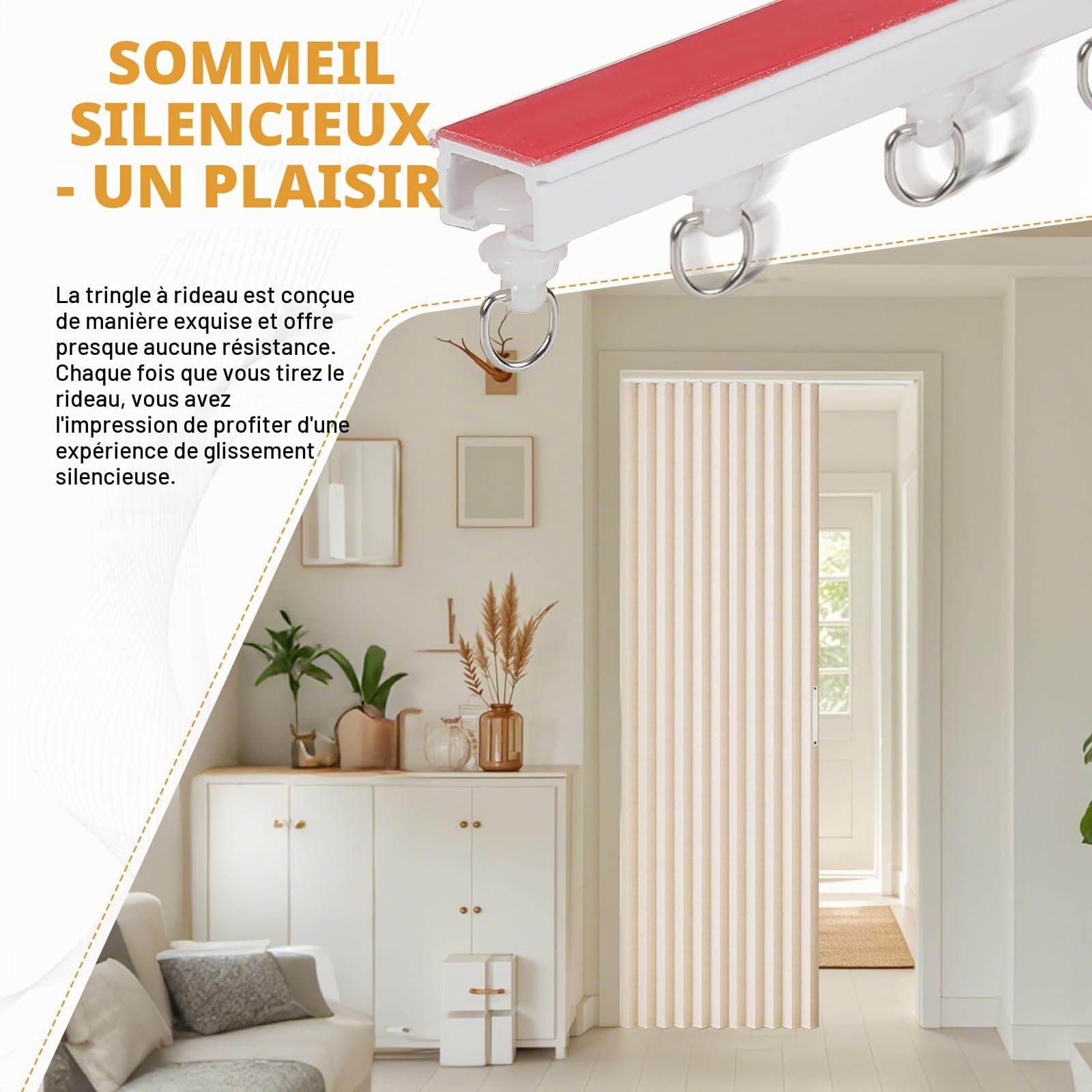 Rideau de porte magnétique - 120 x 200 cm - Pliable - Occultant - Porte intérieure pliante - Sans perçage - Avec rail adhésif - Crochets - Pour armoires, salle de bain, chambre à coucher, salon
