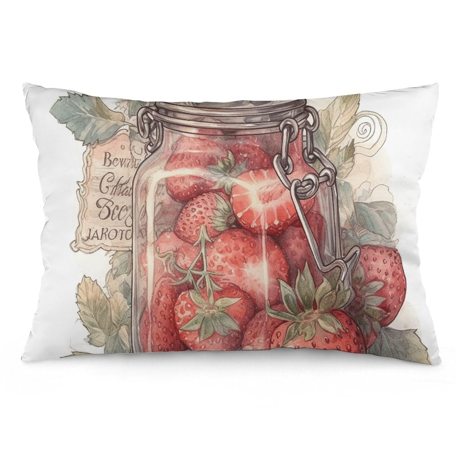 2 Pack Pillow Cases for Hair and Skin, Soft Breathable Pillow Case Covers with Hidden Zipper, Strawberries in Jar Pillowcase 12 "x20 Pillow Covers for Sleeping Gift