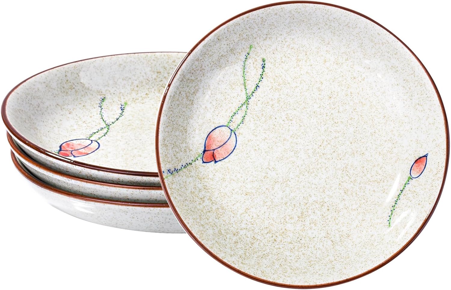 4 Pcs Japanese Ceramic Dinner Plates, Household Tableware Plates (YPL, 8 Inch)