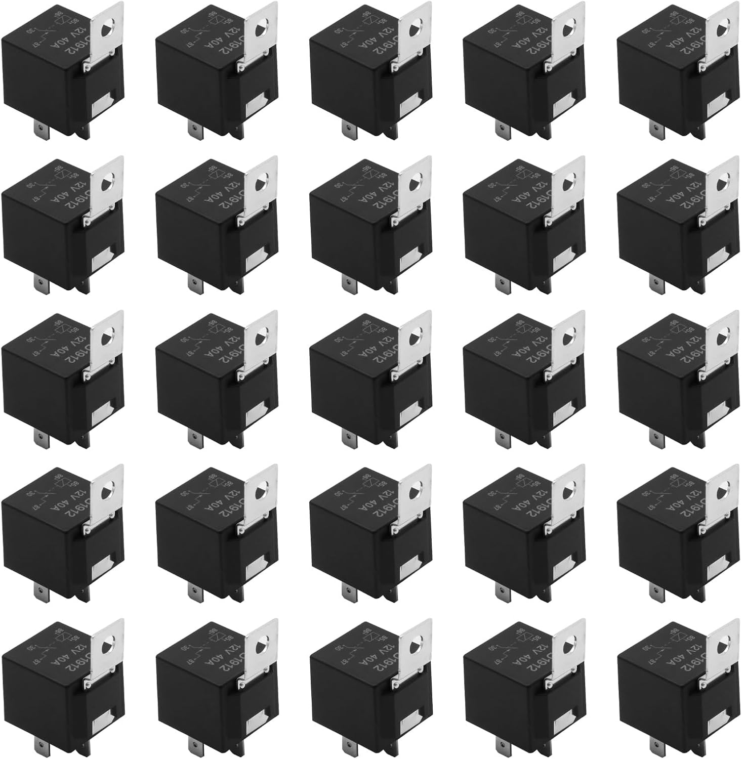 Anxingo 25Pcs Car Relay 4-pin 12V 40/30Amp, Spst 12-Volt Auto Switches & Starters, Replacement for All automotive and Devices Equipped with a 12V Power Source