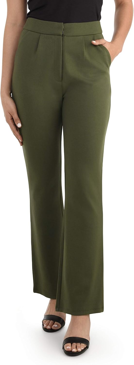 Seek No Further Women's High Waisted Pleated Fit and Flare Pants