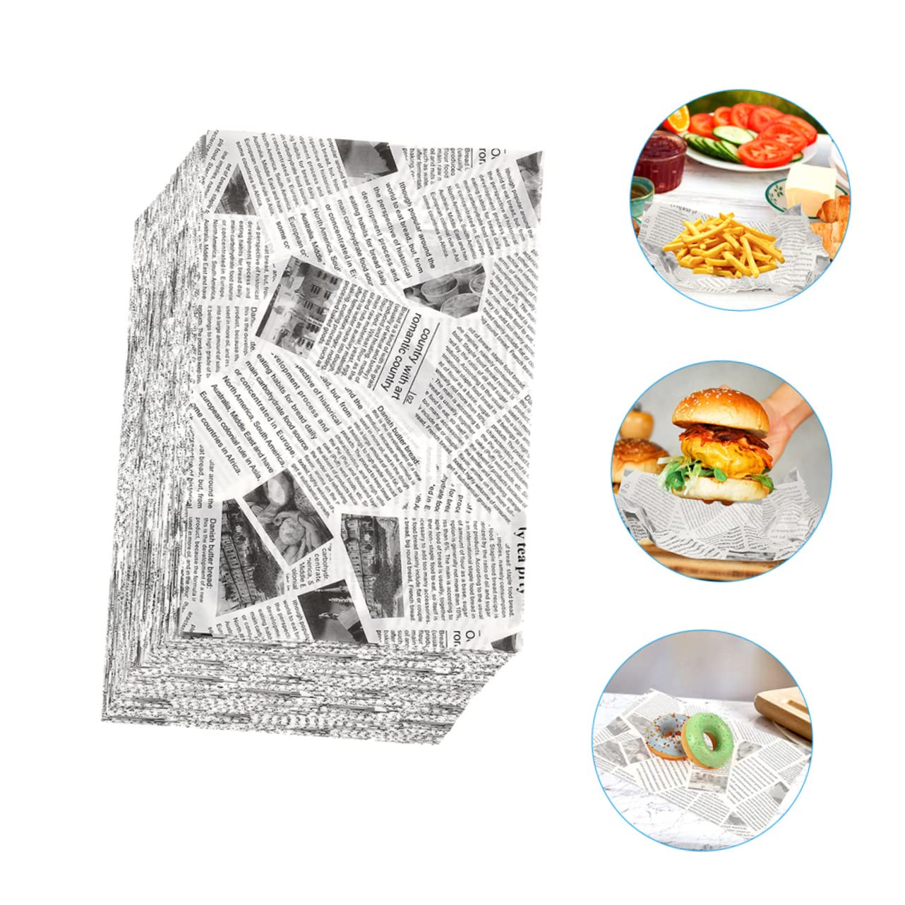 Papel 120 Hojas para Envolver Alimentos Multifunción Antigrasa Papel Resistente de Horno para Hamburguesas y Sándwiches en Fiestas y Bodas