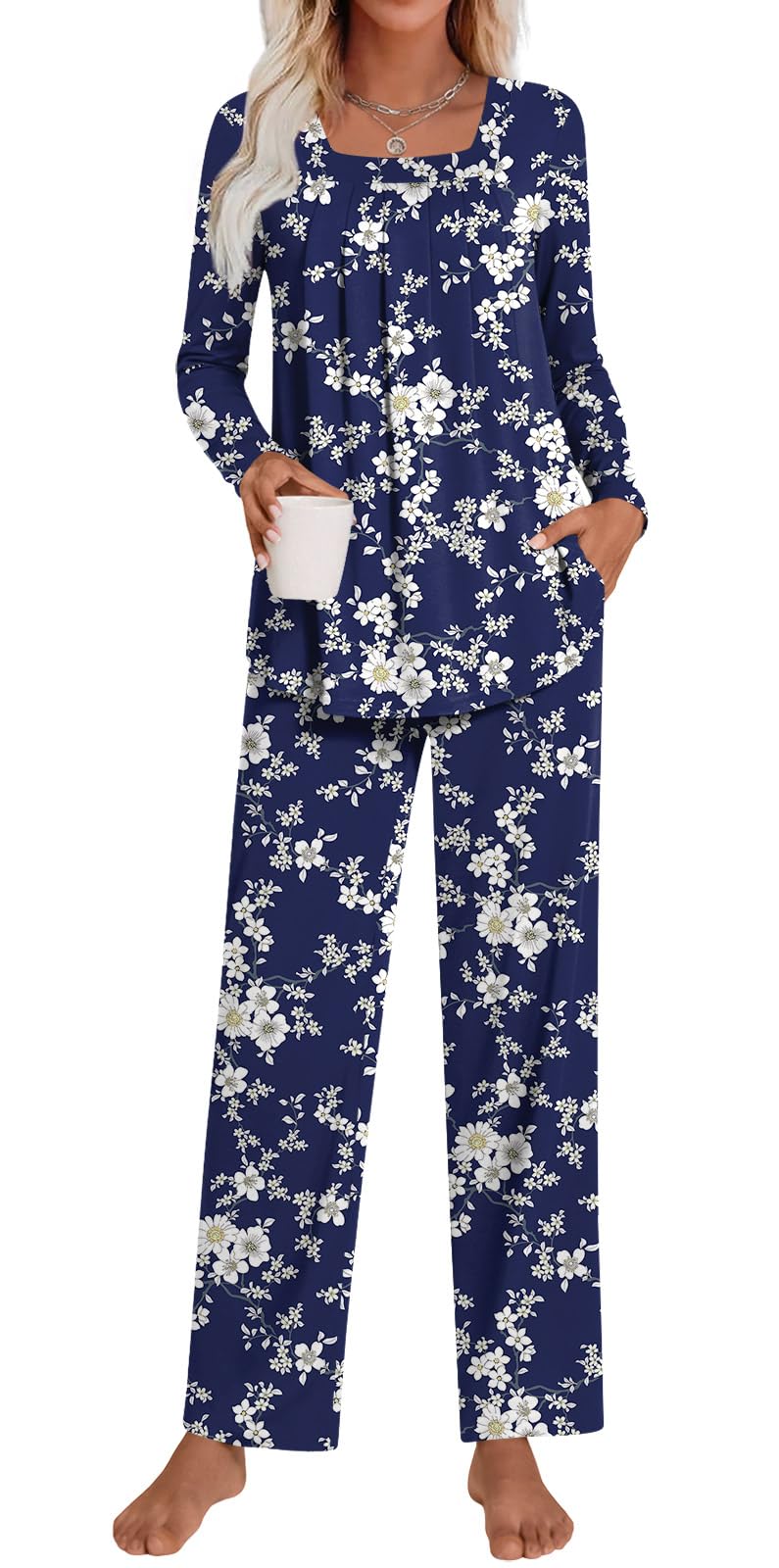 LONGYUAN Womens Pajamas Sets 2 Piece Lounge Pjs Long Sleeve Sleepwear Soft 2026 Fall Winter