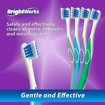 BrightWorks Aligner Brush 3-Pack for Retainers Mouth Guards Night Guards | Safely cleans aligners, retainers, mouth guards, night guards, gentle on most dental appliances for daily oral care