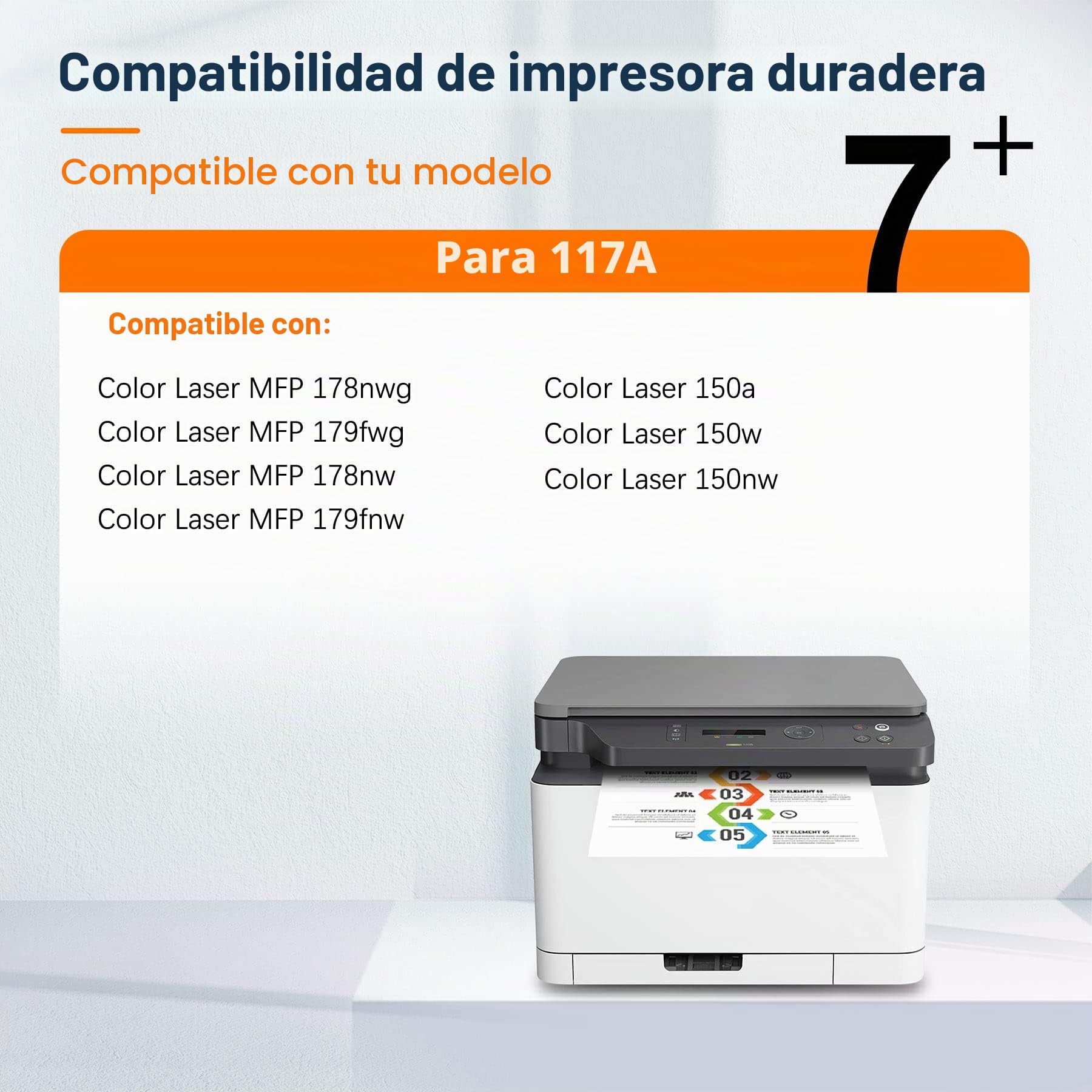 ColorKing 117A con Chip tóner Compatible para HP 117A MFP 178nw 179fnw | Compatible de HP Color Laser MFP 178nw 179fnw 150nw 150a (Negro/Amarillo/Cian/Magenta)