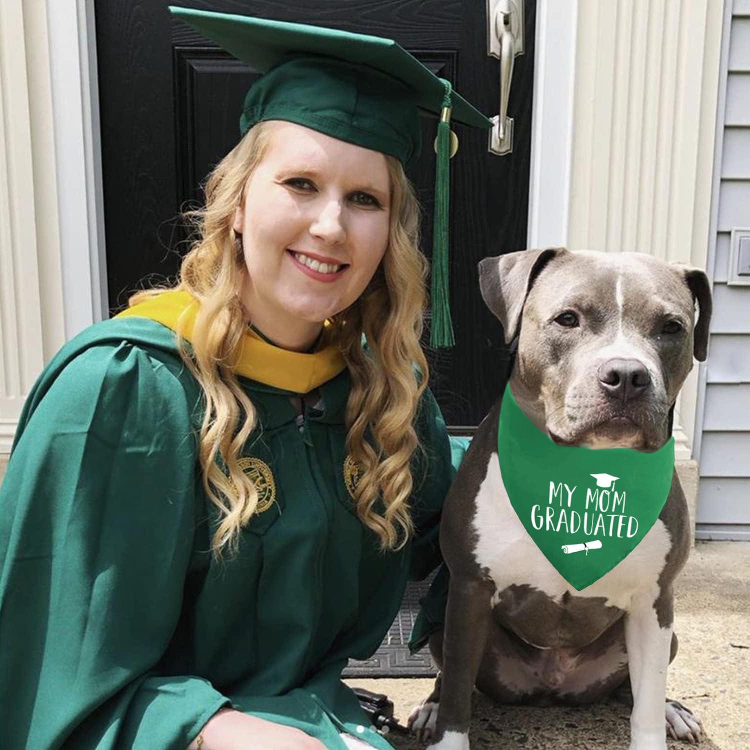 2026 Hundehalstücher für Hunde, Motiv: My Mom Graduated Dog Outfits, 2 Stück, verstellbar, dreieckig, doppellagig, wendbar, für kleine, mittelgroße und große Katzen
