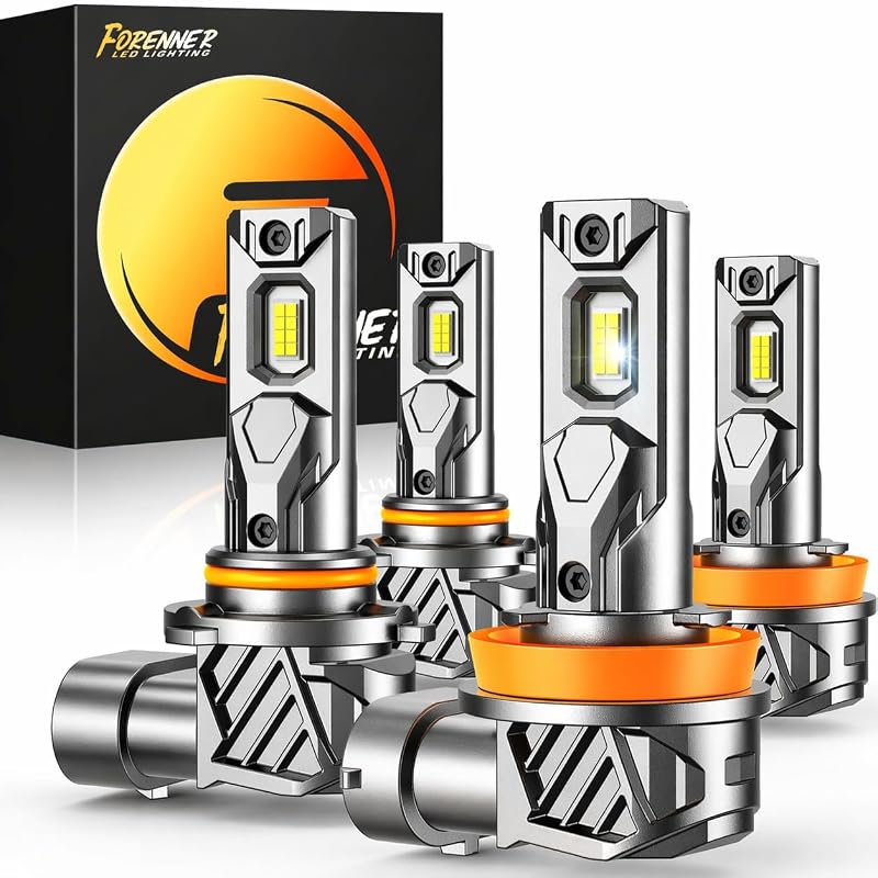 Lâmpadas LED H11 + 9005 FORENNER 6500K para farol de neblina, condução e spot – Kit com 2 unidades