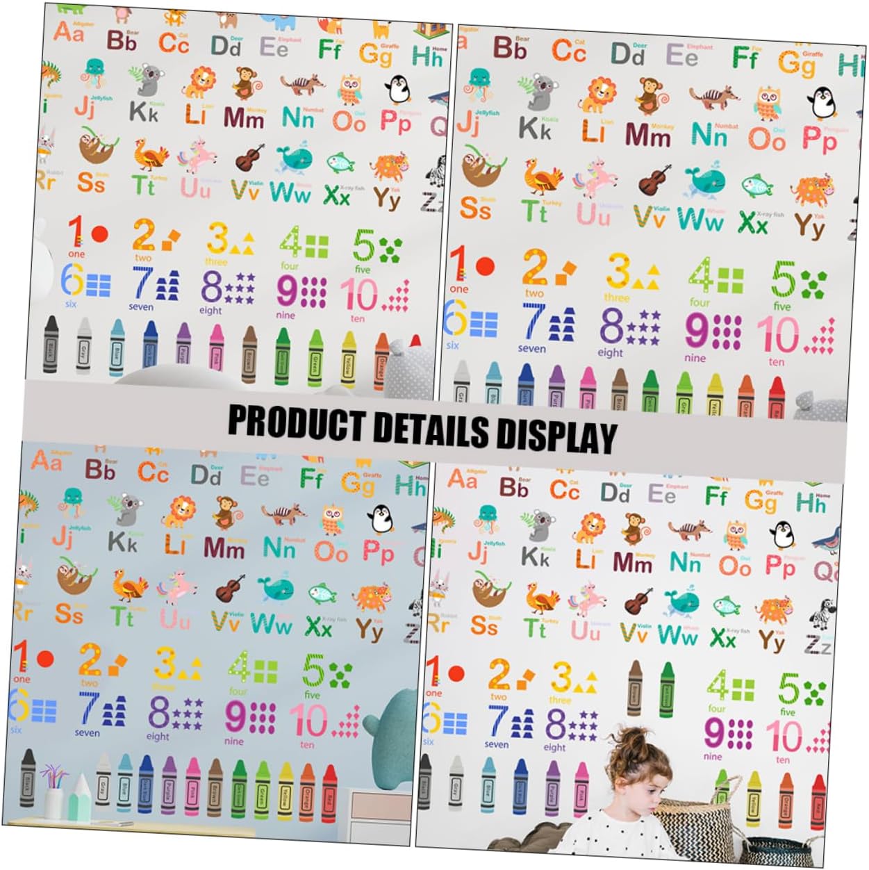 Angoily 1set Cartoon Animal Alphabet and Number Wall Decal Educational Stickers for Boys and Girls Bedrooms and Classrooms Fun for Nurseries and Kindergartens