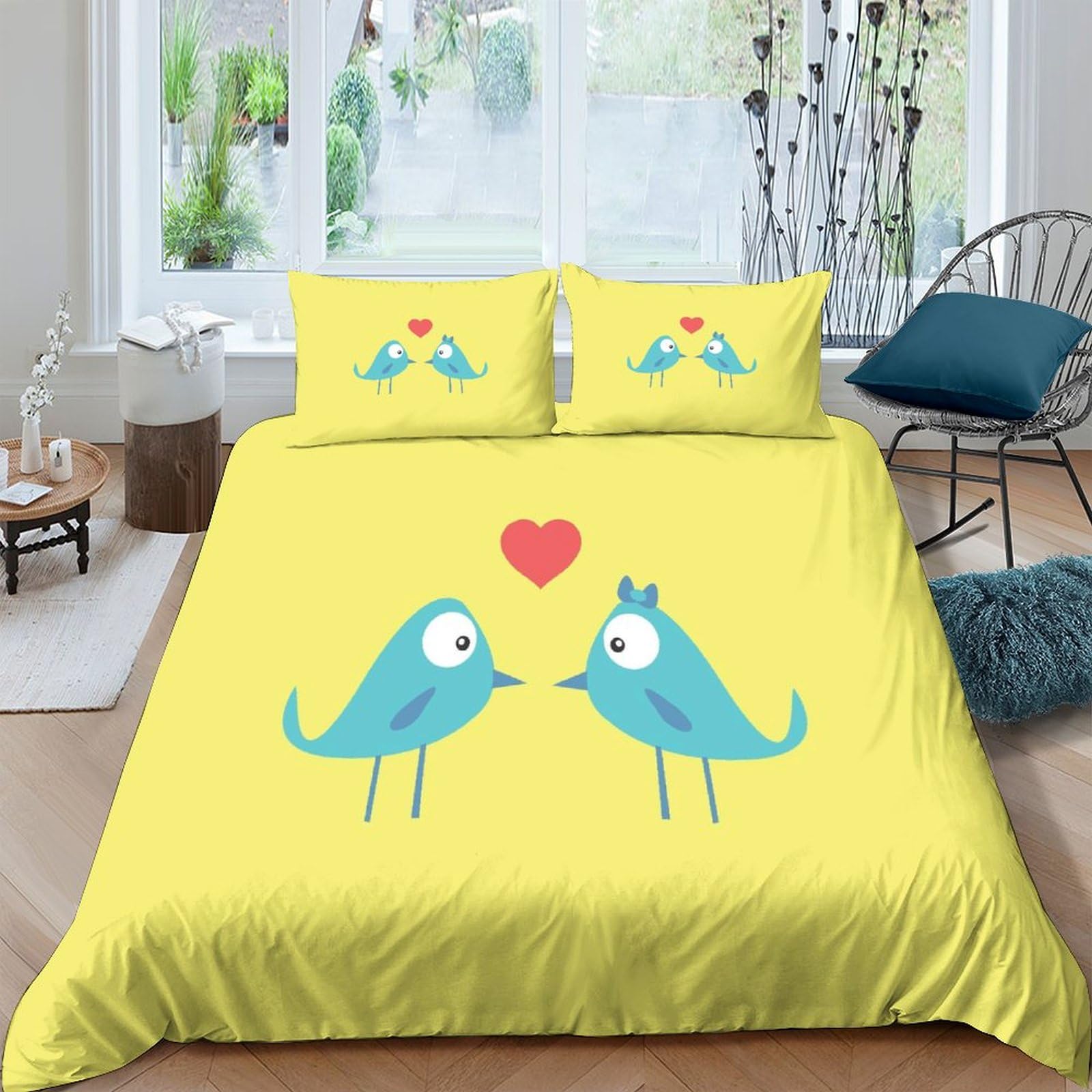 Housse de couette fermeture éclair 220x240 fini la couette qui glisse motif cœur 3D