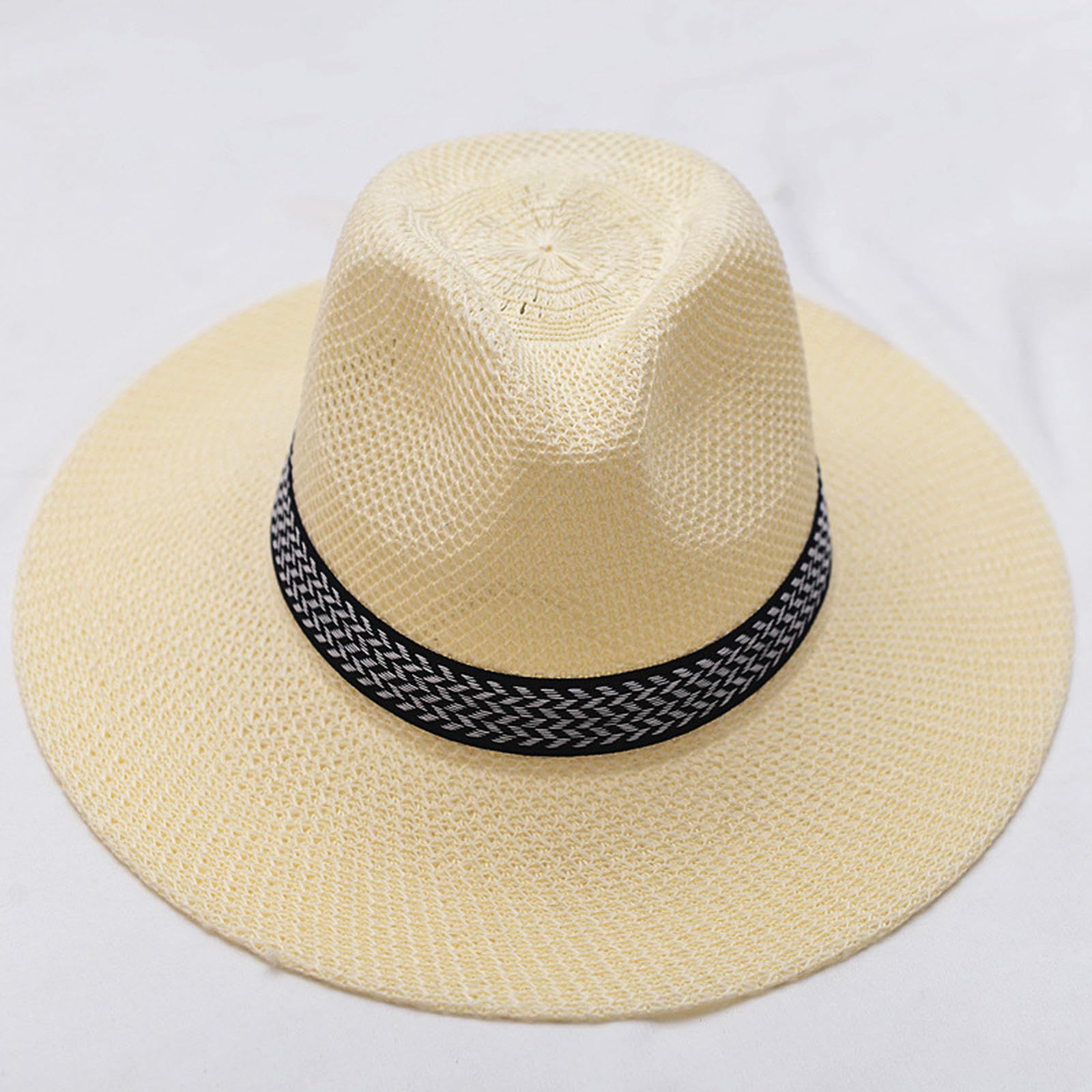 Chapeau de paille abeille blanche bob femme beige pour le soleil