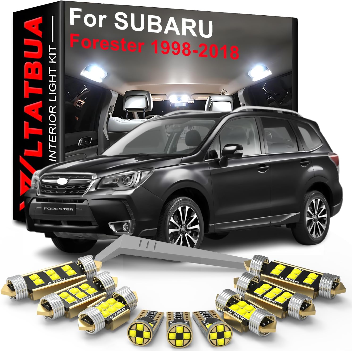 LED Interior Light Kit Package Replacement for SUBARU Forester 1998 1999 2000 2001 2002 2003 2004 2005 2006 2007 2008 2009 2010 2011 2012 2013 2014 2015 2016 2017 2018