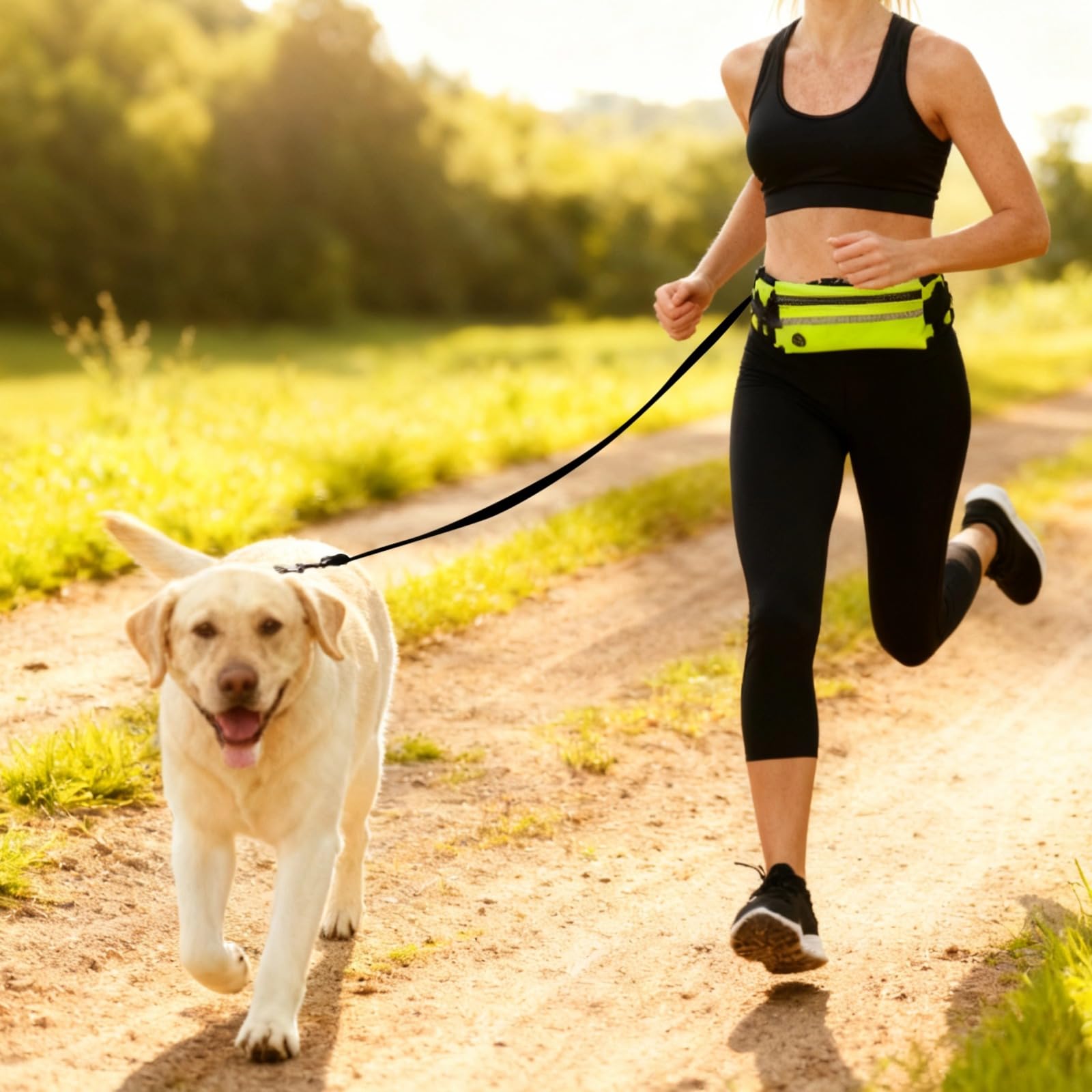 Lot de 2 laisses pour Chien Mains Libres avec Poche zippée, Laisse élastique, Sac Banane pour Running, Ceinture réglable, Poche pour téléphone et clés, Laisse de 125 cm