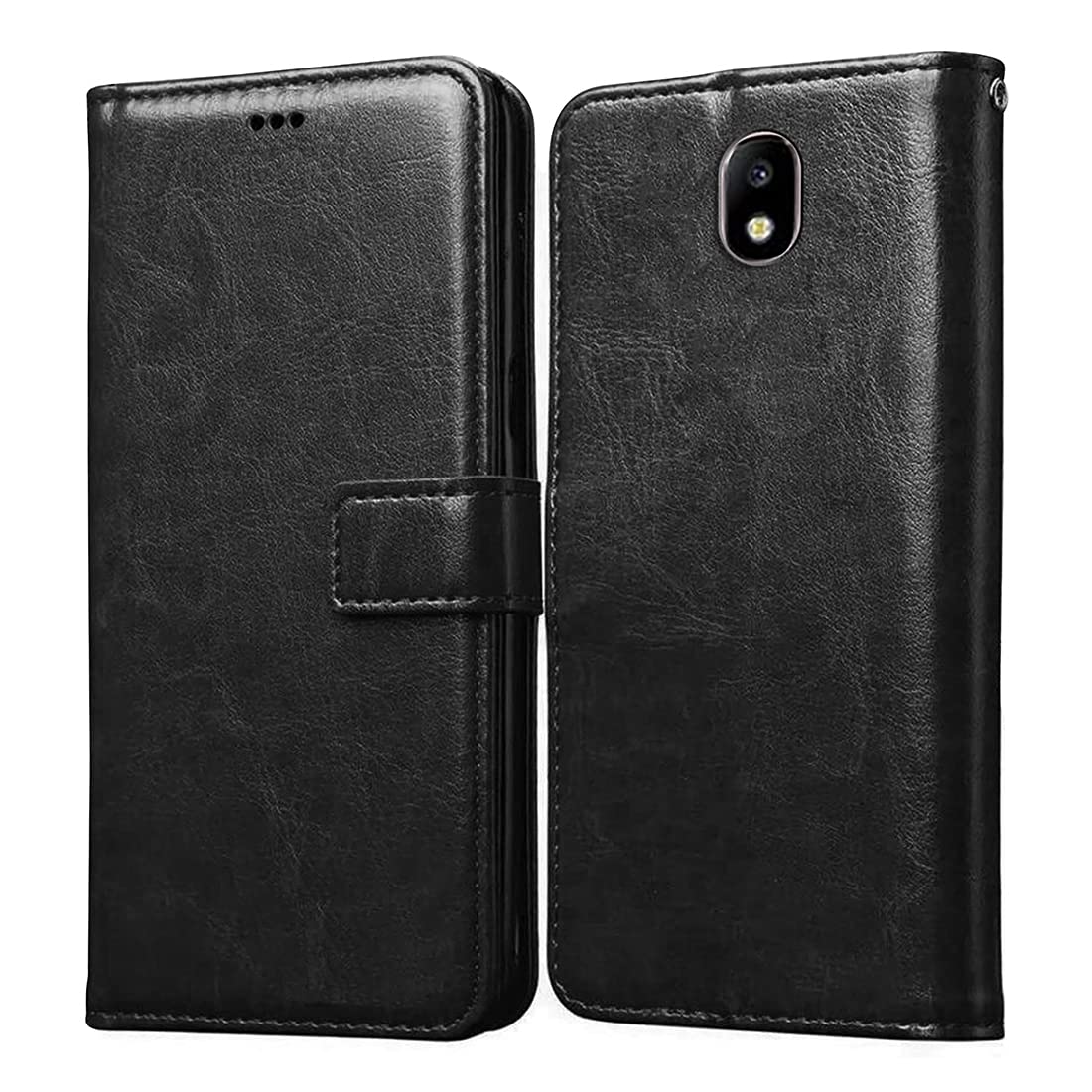 Casotec Flip Cover for Samsung Galaxy J7 Pro | Premium Leather Finish | Inbuilt Pockets & Stand | Flip Case for Samsung Galaxy J7 Pro (Black) (B09PJC8K9C) Amazon Price History, Amazon Price Tracker