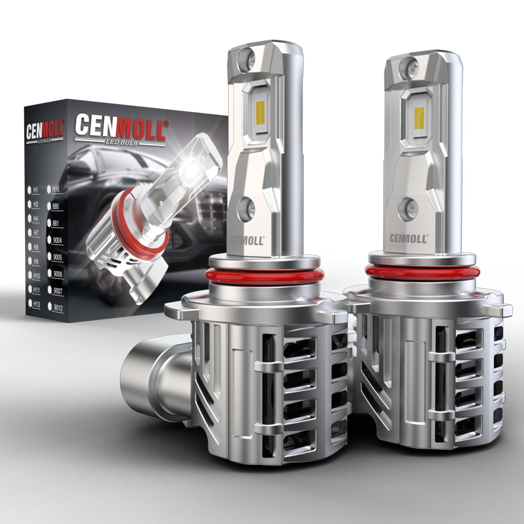 Lampadina HB3 Led Canbus, 120 W, 32.000 Lm, 6.500 K (Bianco Freddo) 600% Più Luminosa, 12 V / 24 V Lampadine Led HB3 9005 Senza Errori CAN-Bus Impermeabile IP65 Sostituzione Alogena, 2 Pz