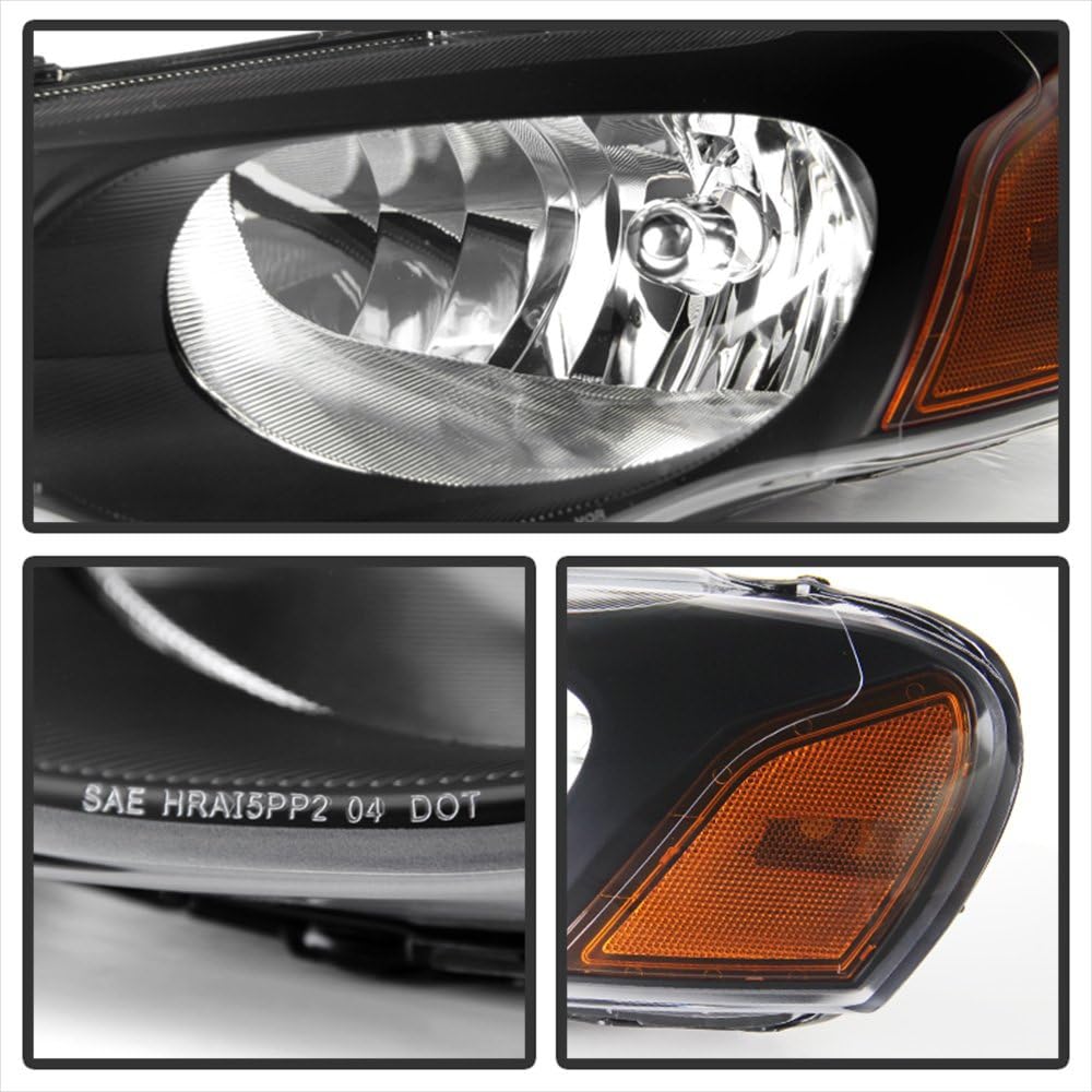 ACANII - For 2004-2006 Chrysler Sebring Sedan/Convertible Black Headlights Headlamps Replacement Driver + Passenger Side