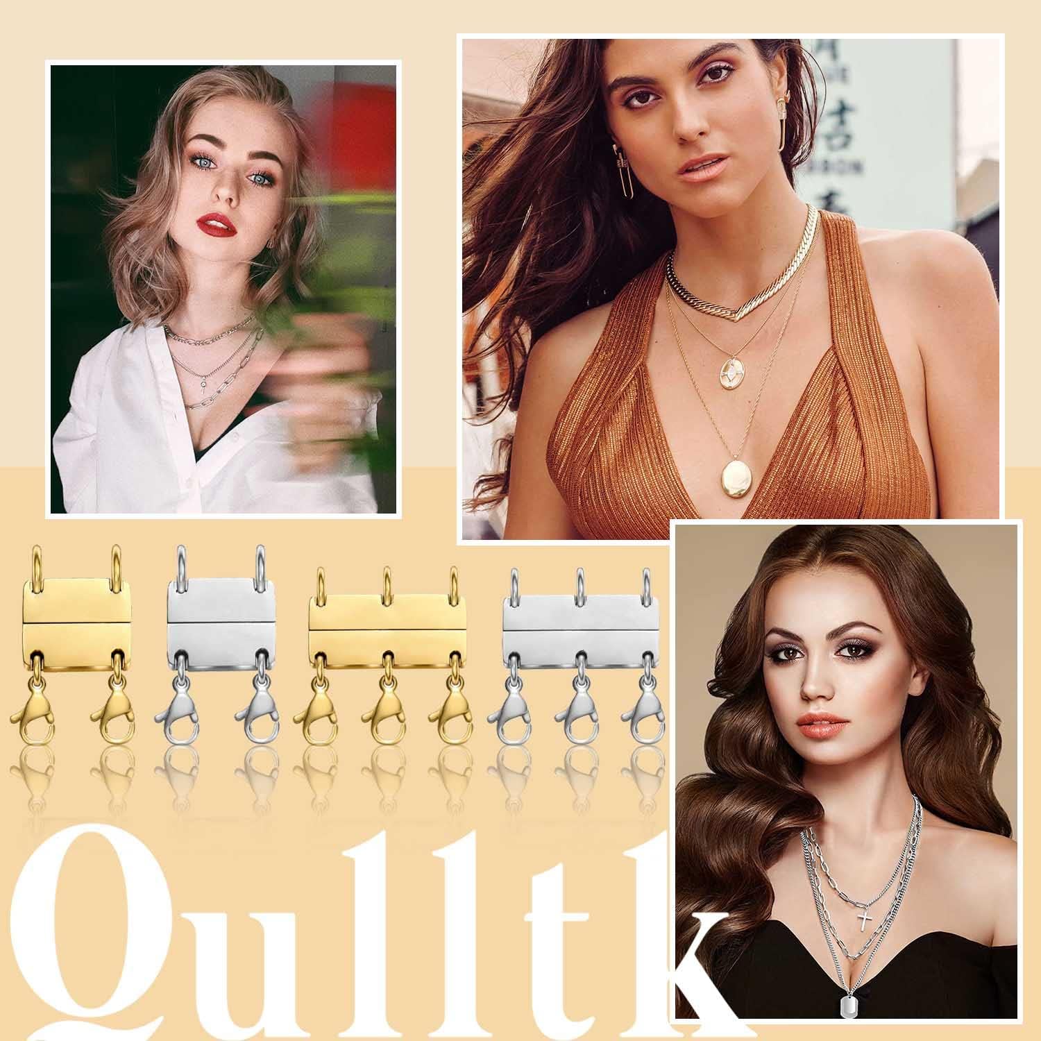 Necklace Layering Clasp Magnetic Clasps for Jewelry, Gold and Silver Separator for Stackable Necklaces and Chains