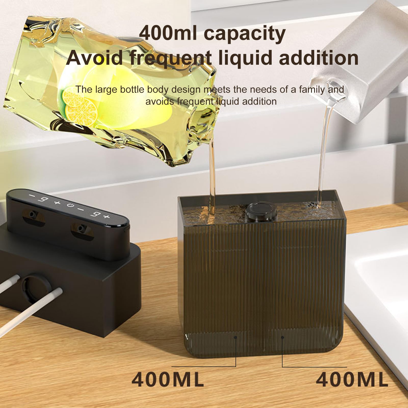 Dispenser Automatico di Sapone Doppio da 400 Ml, Dispenser di Schiuma e Sapone Liquido con Sensore Touchless con 9 Livelli Regolabili, Batteria Ricaricabile da 3000 (Schiuma liquida destra