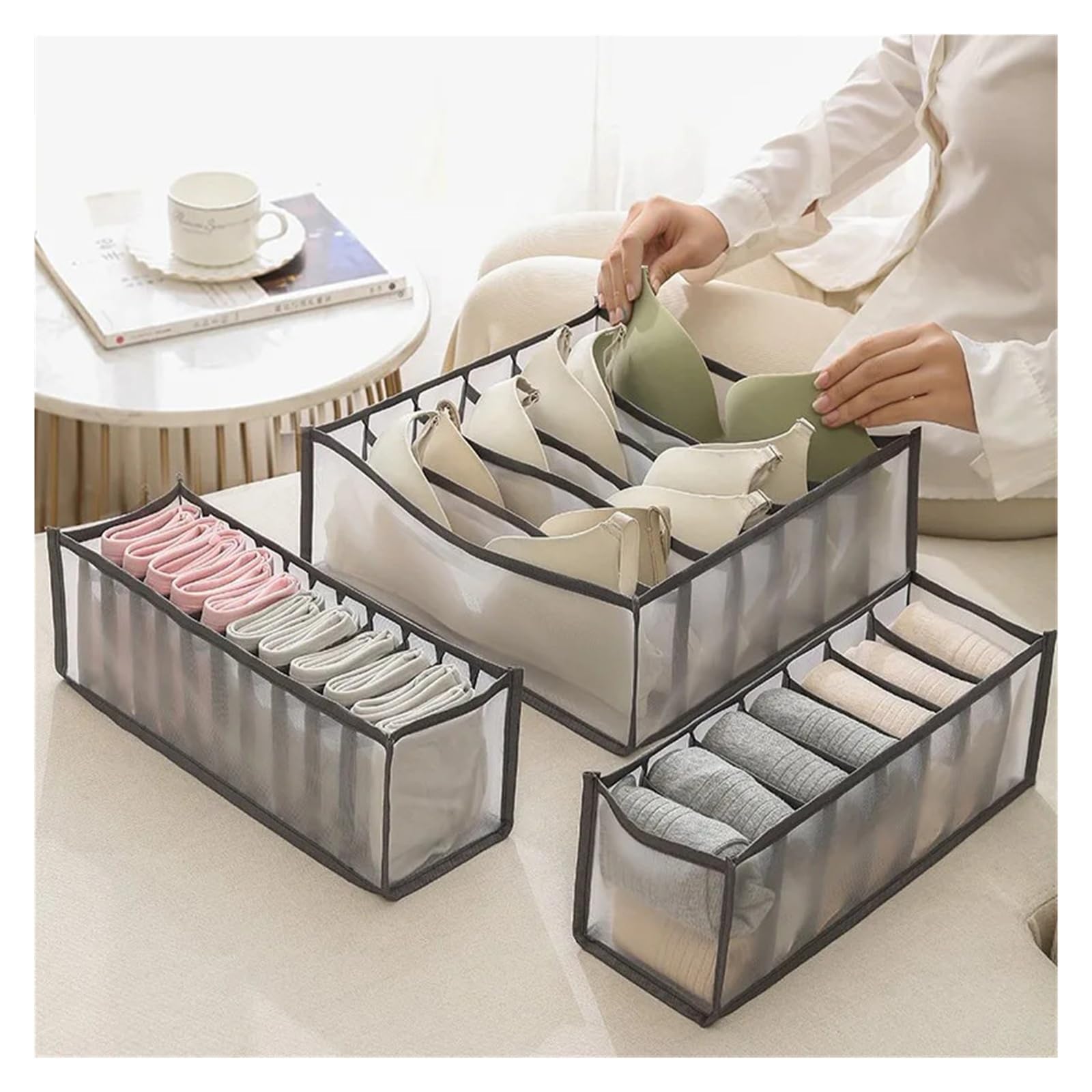 Unterwäsche-Schubladen-Organizer, Aufbewahrungsbox, faltbar, Schrank-Organizer, Schubladenteiler, Aufbewahrungsboxen for Unterhosen, Socken, BHs