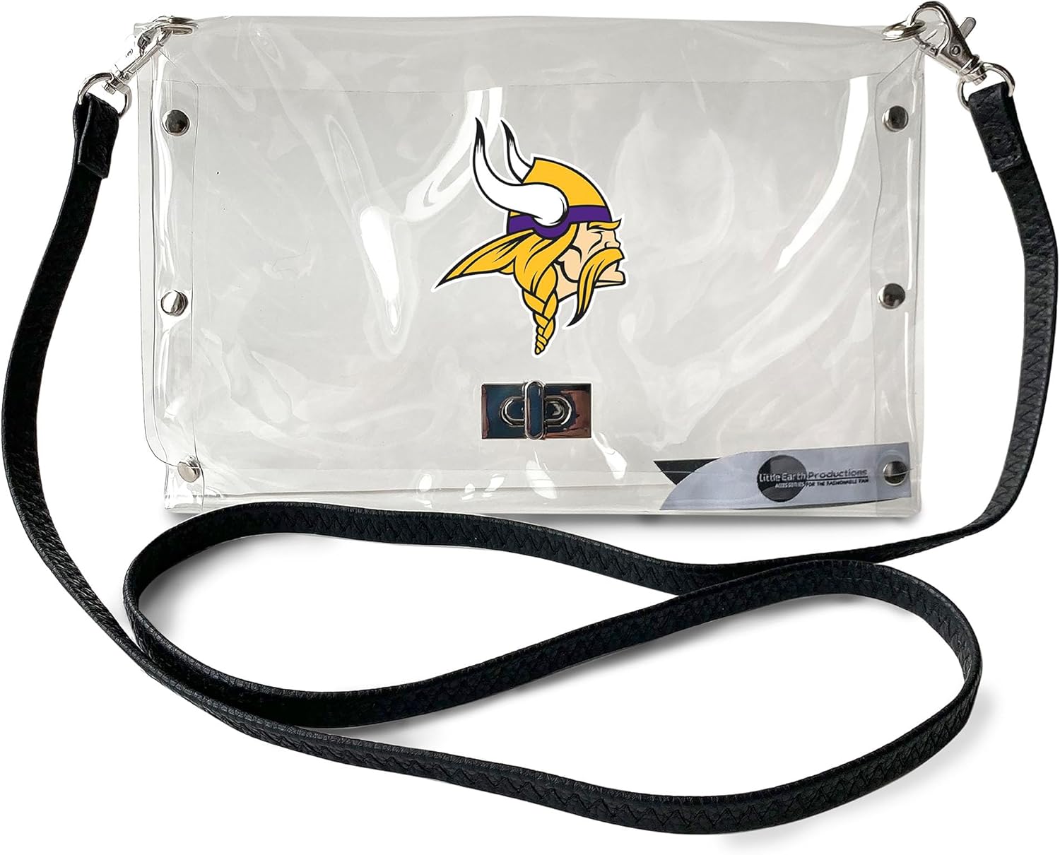 Littlearth womens NFL Clear Envelope Purse With Black Fashion Strap
