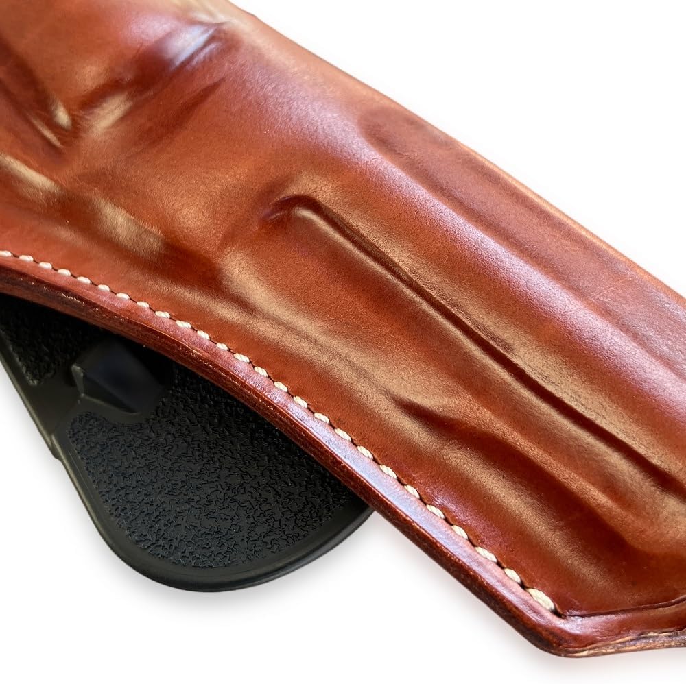 Leather Paddle OWB Revolver Holster Open Top, Fits Pietta 1858, 44 Cal Remington Sheriff 5.5" Octagon Barrel Black Powder, R/H Draw, Brown Color #1579#