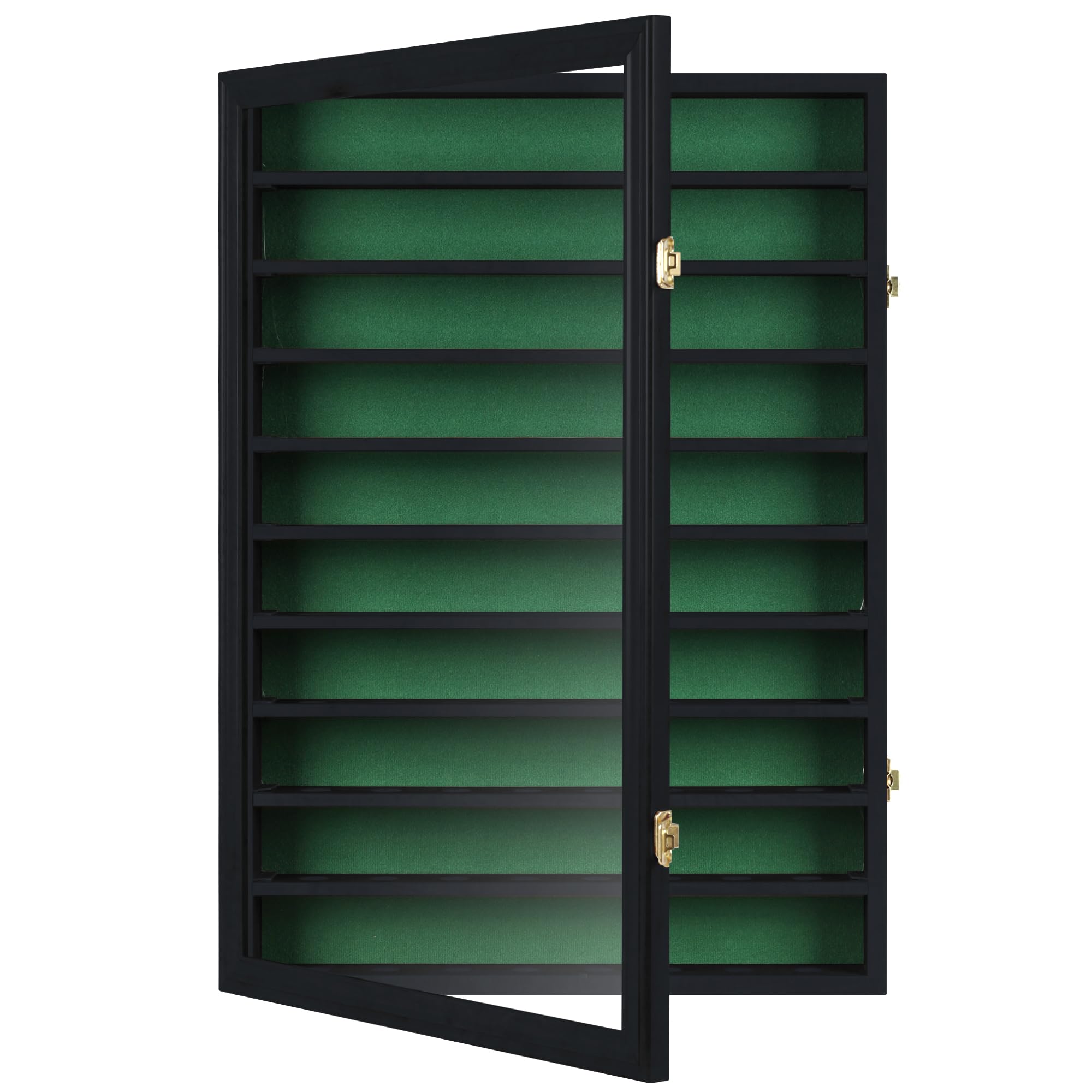 DisplayGifts 80 Golf Ball Display Case Cabinet with Glass Door, Solid Wood, GB80-BLA by