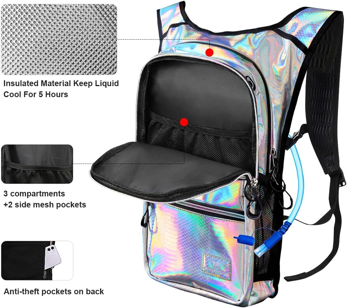 Mothybot Hydration Backpack Pack, Water Backpack 20L Capacities Included 2L Hydration Bladder, Festival Essential - Rave Hydration Pack Hydropack Hydro for Hiking, Festival Gear image 4