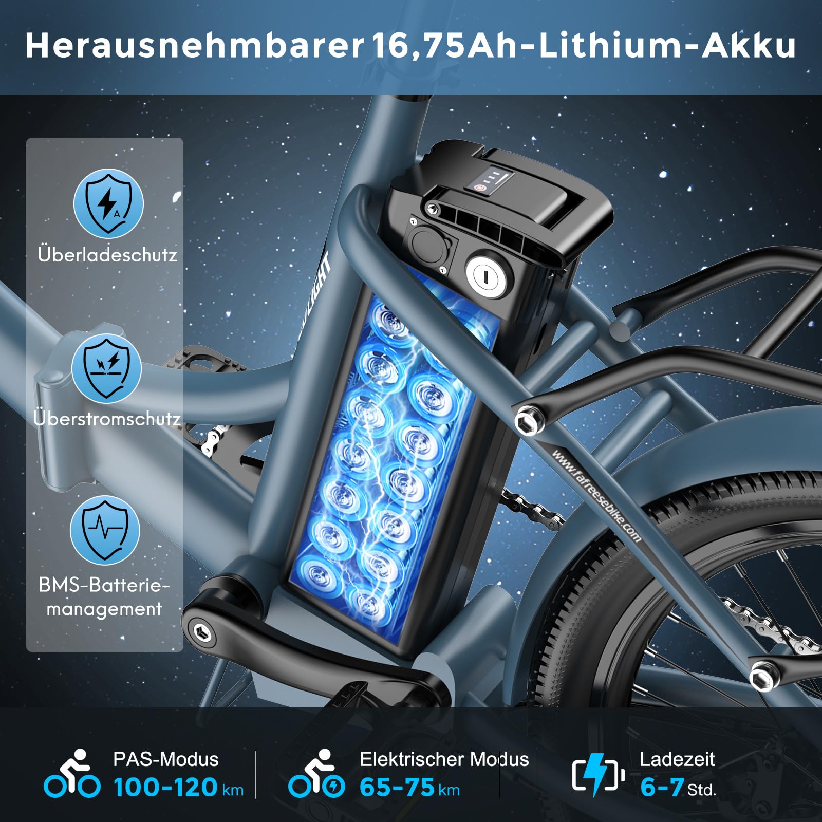 Fafrees E-Bike Klapprad 20 Zoll, Elektrofahrrad Ebike Herren 36V 16.75Ah Akku, E-Fahrrad Damen 250W, Pedelec 25km/h, Reichweite bis zu 130 km, F20 Light