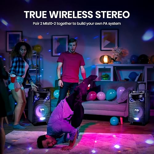 Miniatura 7 de Moukey Altavoz de máquina de karaoke 540W sistema de karaoke Bluetooth 50 estéreo PA con subwoofer de 10pulgadas luces DJ 2micrófonos 1soporte para