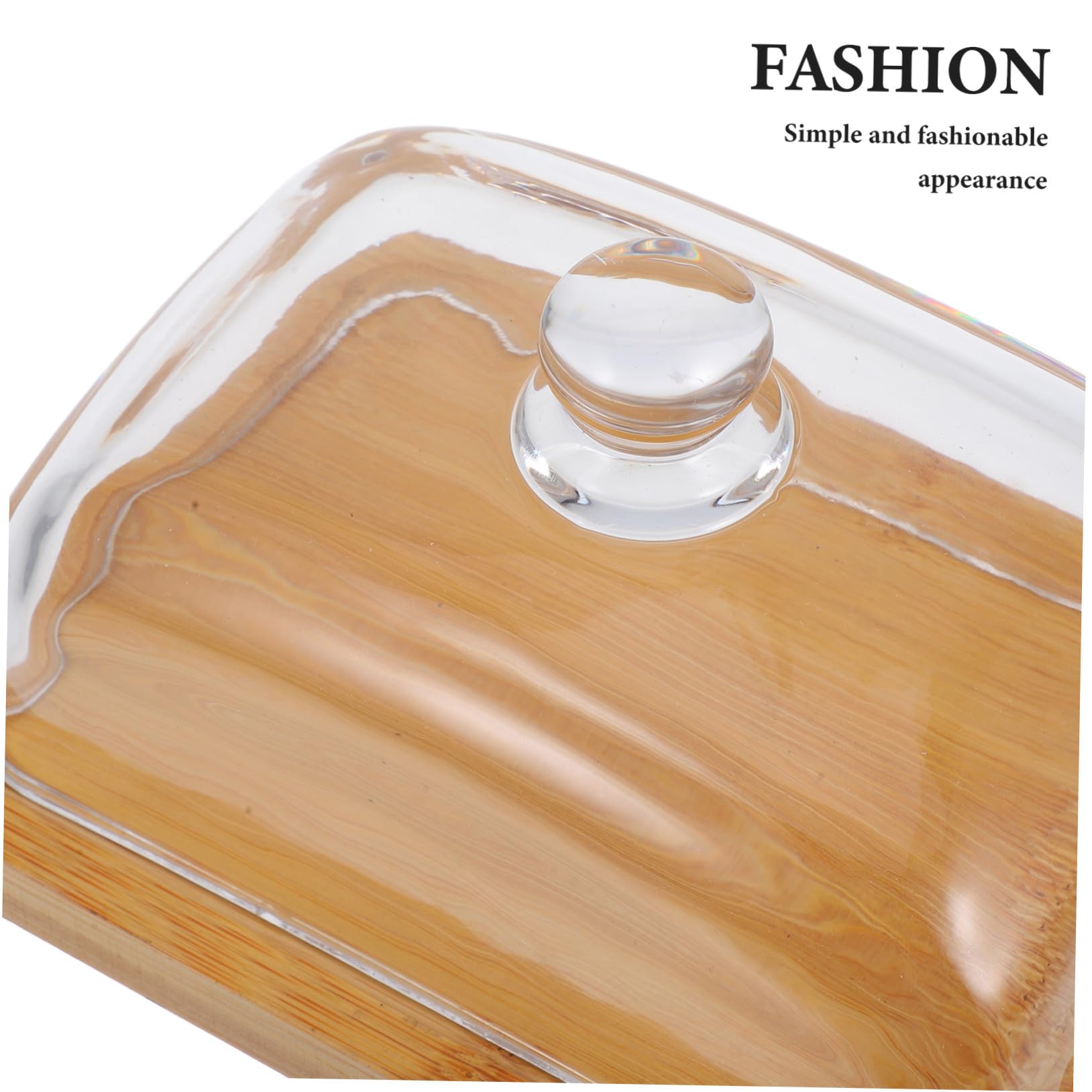 Beurrier 1 Pièce avec Couvercle en Verre en Bois Rectangulaire