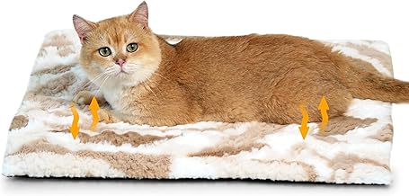 Self Heating Cat Bed 60 x 45 cm, Pet Self Warming Bed, Electric-Free Heated Cat Mat, Warm Dog Blanket Pad Machine Washable, Brown