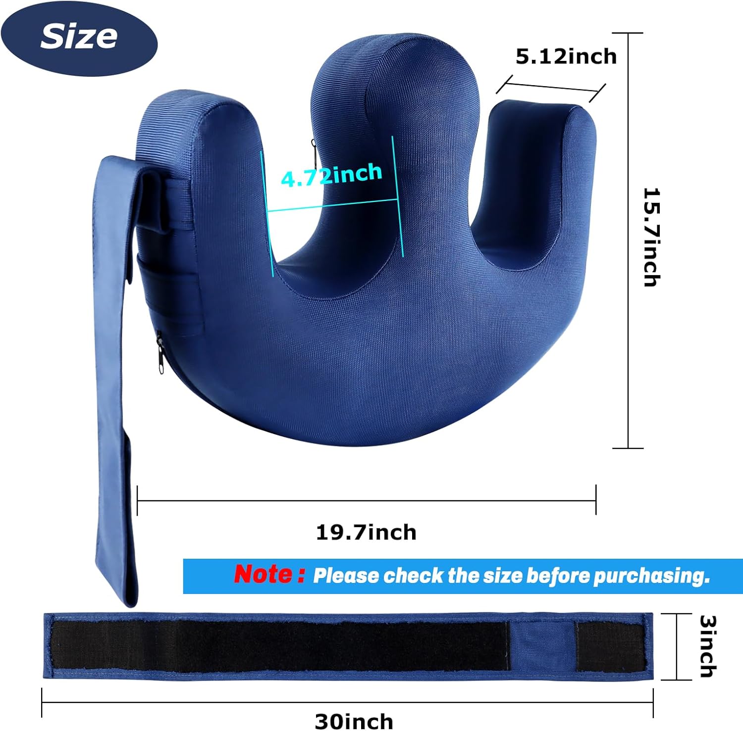 YHK Inflatable Turning Device, Bedridden Turnover Pillow, Prevent Muscle Atrophy with Polyester Removable Pillowcase U-Shaped Multifunctional Turning Pillow, Bedridden Nursing Supplies(Dark Blue)