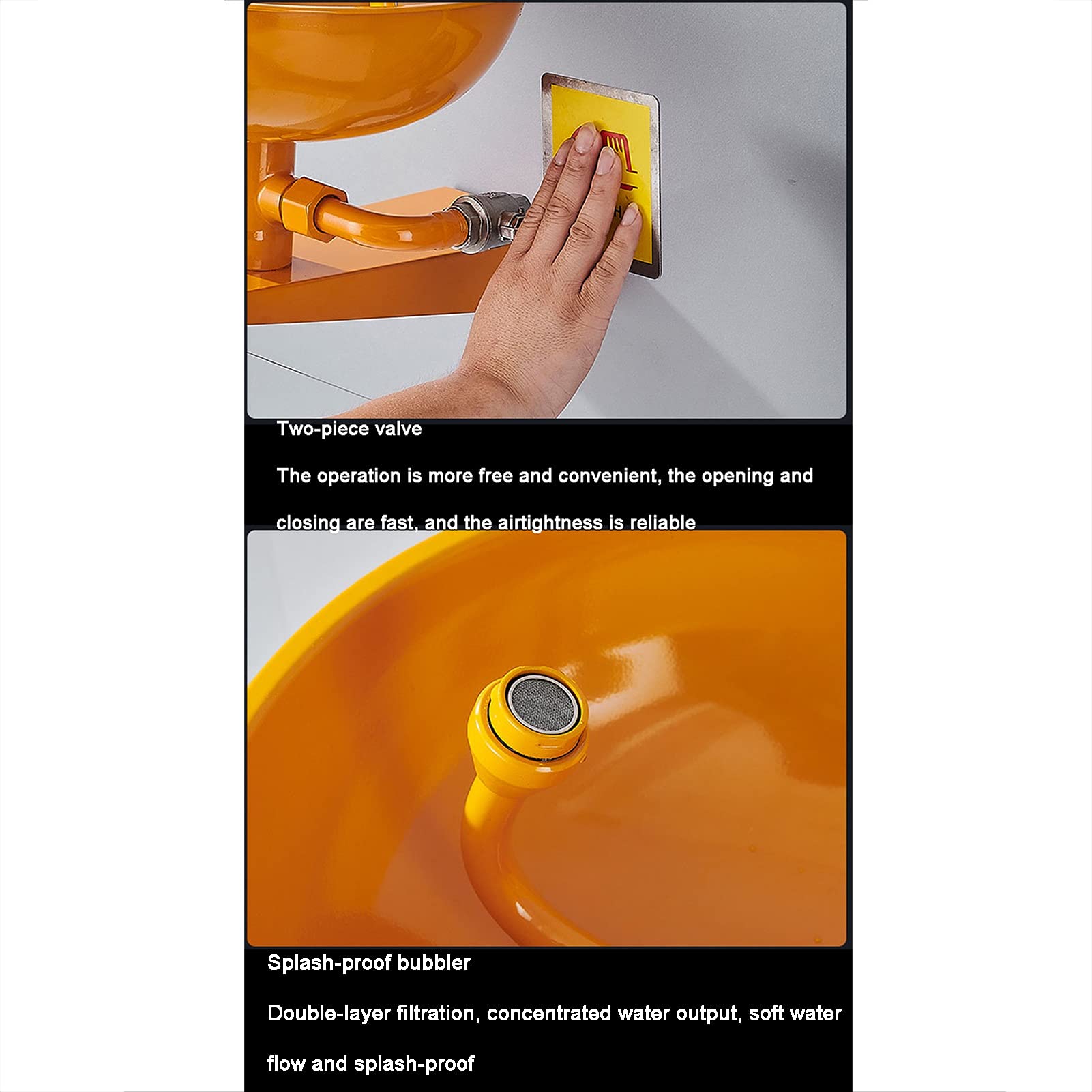 Station de Lavage oculaire Murale en Acier Inoxydable avec Double tête de pulvérisation (31 cm/12,2 Pouces)