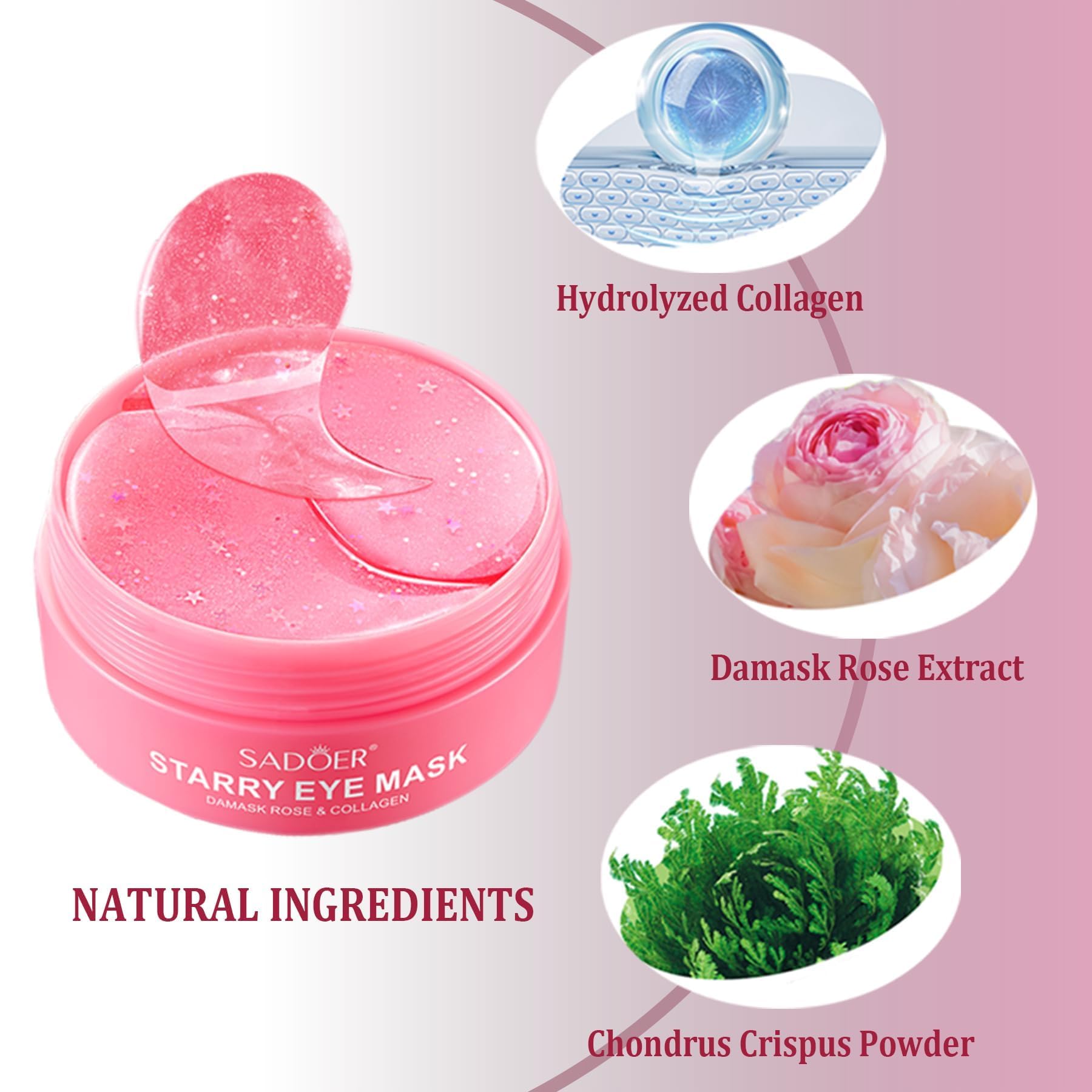 Under Eye Patches, Collagen Under Eye Mask, Dark Circles Under Eye Treatment, Puffy Eyes Bags Under Eyes Removal, Anti-Aging - Image 2