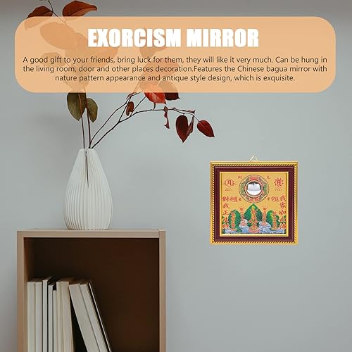 Miniatura 4 de Feng Shui Espejo chino Bagua un espejo cóncavo pintura de paisaje asiático decoración de pared para protección contra energía negativa pasiva