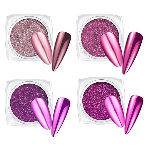 Beetles Purple Metallic Chrome Nail Powder 4 Colors Pink Chrome