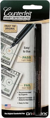 Dri Mark 351B1 - Rotulador marcador detector de billetes falsificados, fabricado en los Estados Unidos, 3 veces más tinta, tamaño de bolsillo,