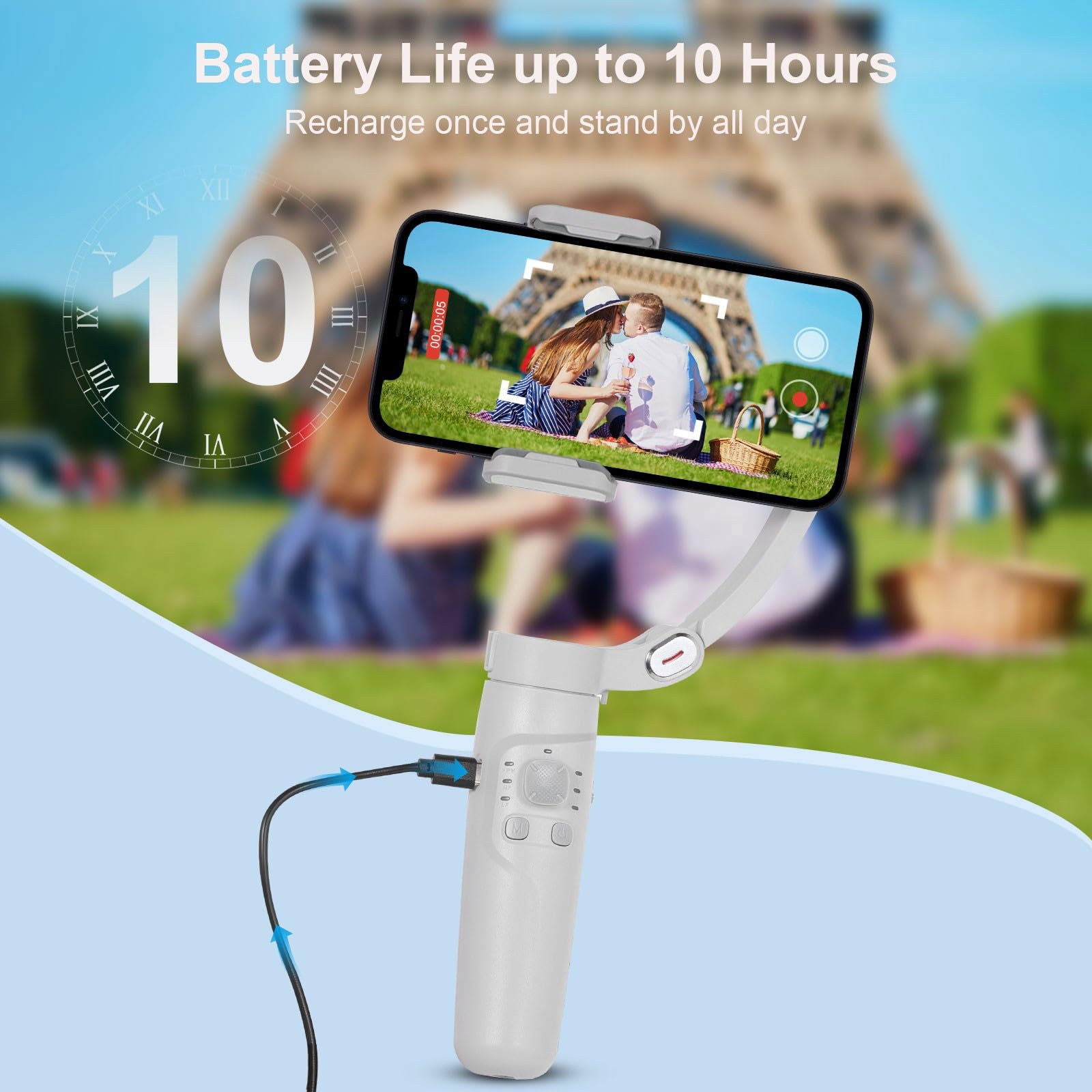 Stabilizzatore per telefono con controllo del movimento triassiale, tracciamento intelligente attivo per produzione video cinematografica Stabilizzatore portatile Supporto per telefono Vlog