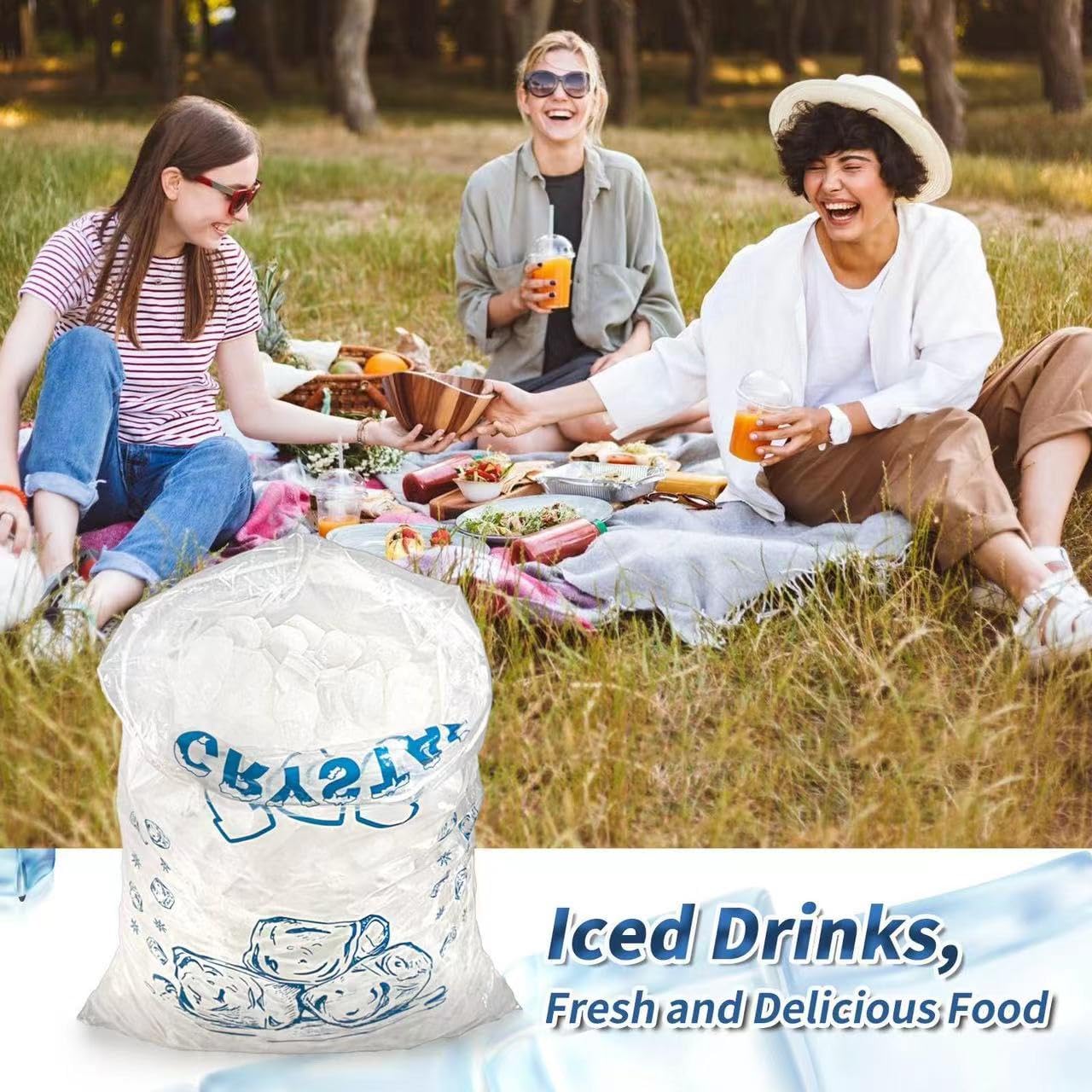 50 PCS Crystal Ice Bags, Heavy Duty Plastic, Clear, 12x21 Inch, 10 Pound Capacity, Multipurpose for Parties, Events, Travel (50, 10 LBS) thumbnail