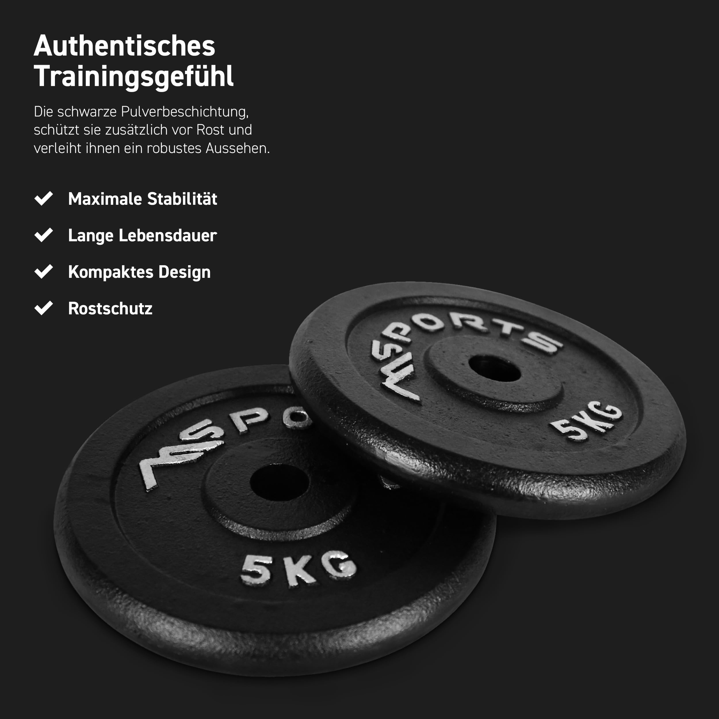 MSPORTS Hantelscheiben Paar Professional aus 100% Gusseisen 5-30 kg Hantel