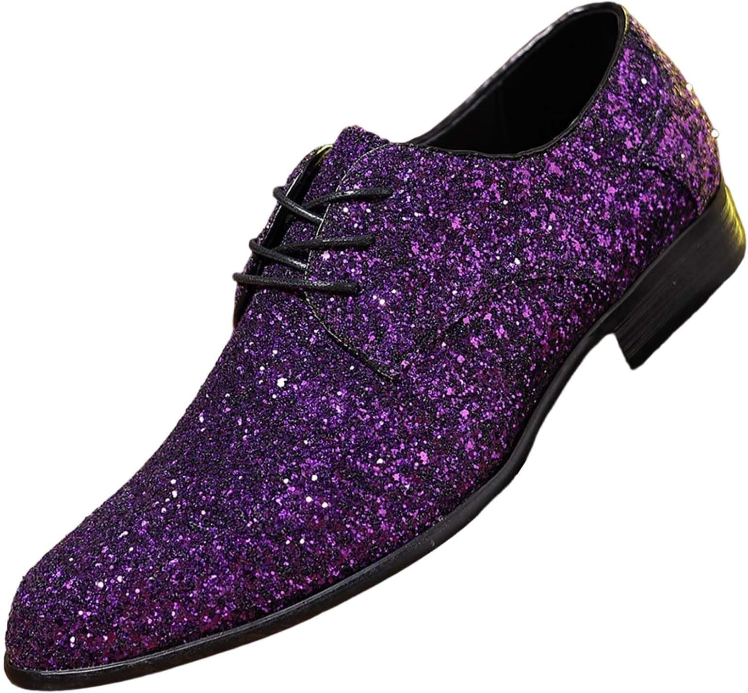Elegant Men's Loafer Lace-Up Shoes with Shiny Finish for Formal Business Occasions Office