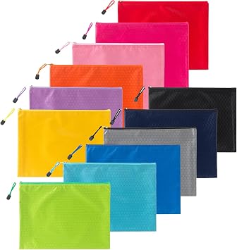 12 x B8 13.5 x 10.5 cm Oxford zipped document folder, 12 colours folders, document folder, supply, travel, table games, gadgets, toys, receipts