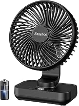 EasyAcc Mini Table Fans, Mini Fan 4000 mAh Battery/4 Speed/Auto Oscillating / USB C/Silent/Removable Fan Cover - Portable Desktop Fans for Outdoor Travel Home