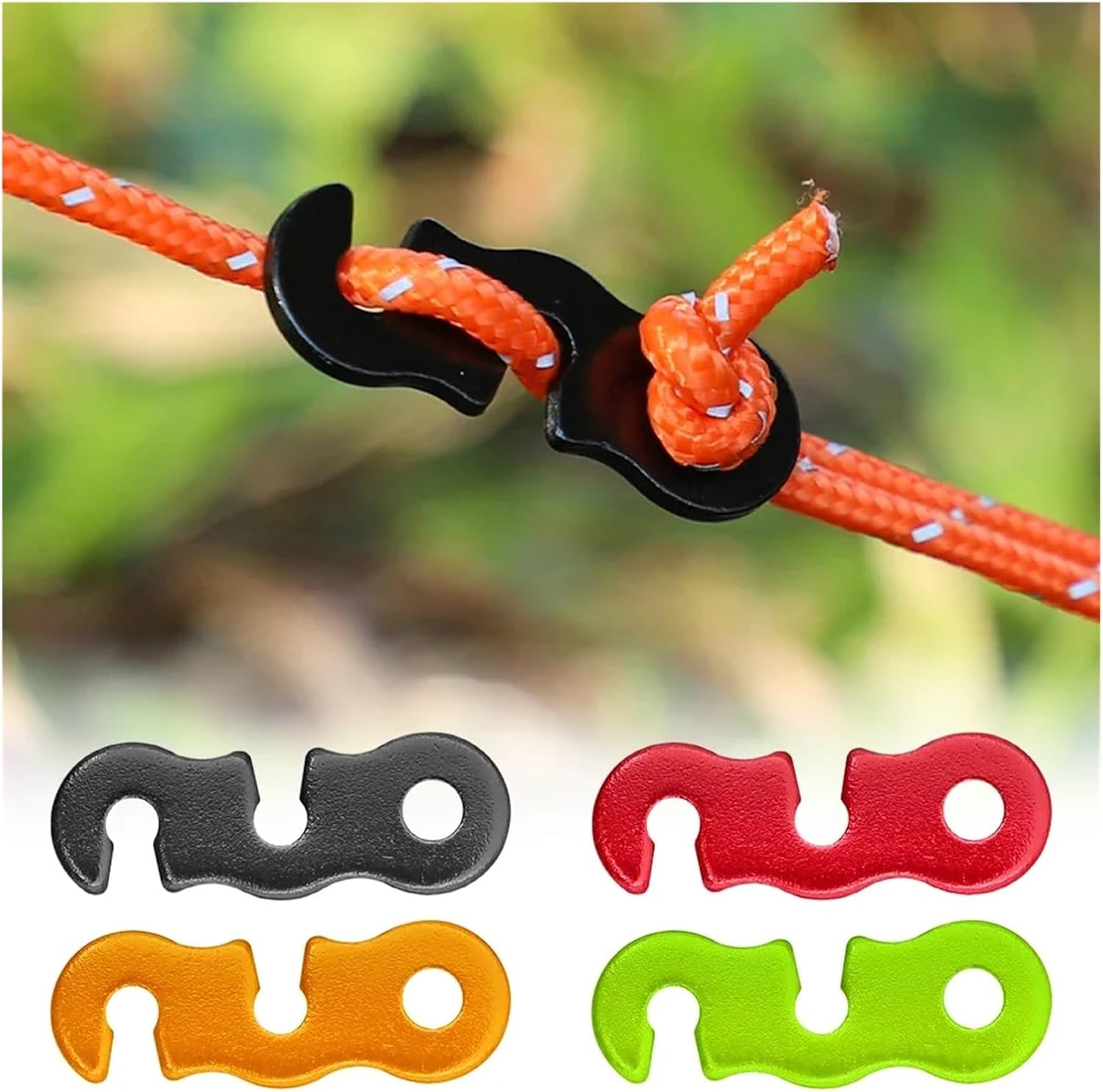 Guyline Tensioner 40-Piece Camping Tent Rope Hook S-Type Tension Adjuster Fastener Set for Rope Tension Adjustment(Green)