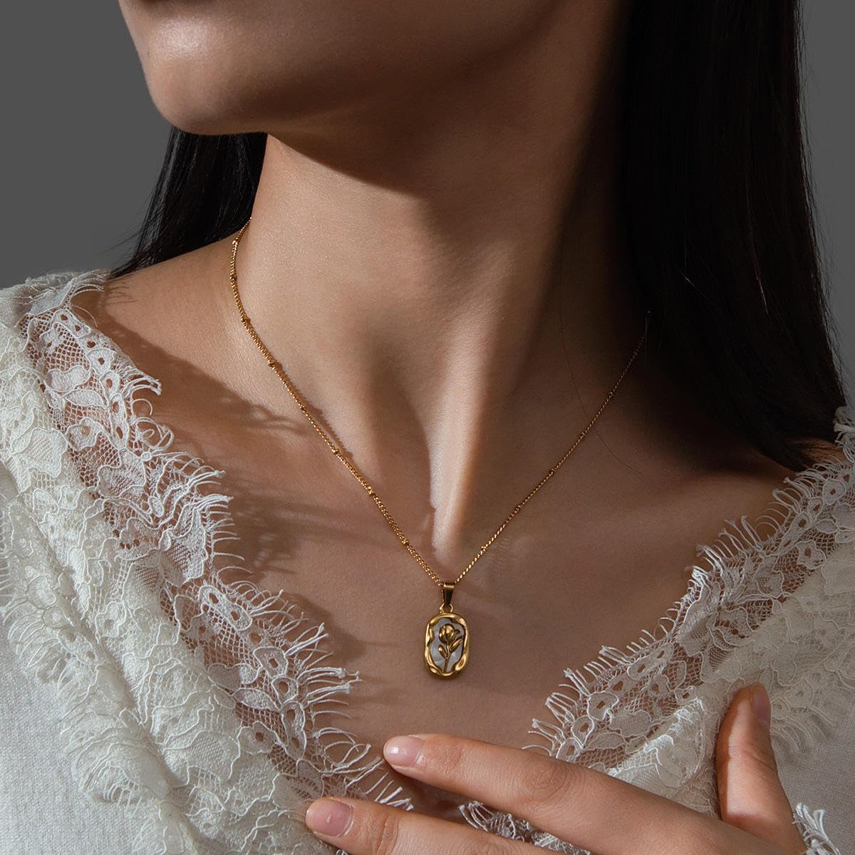 Pendant Snake Chain Necklace for Women gold trendy necklace for womens Dainty Cute Jewellery Minimalist Tarnish-Free Daily Wear Gift for Her Dainty Cute Jewelry gold trendy necklace (Gold Tulip) - Image 7